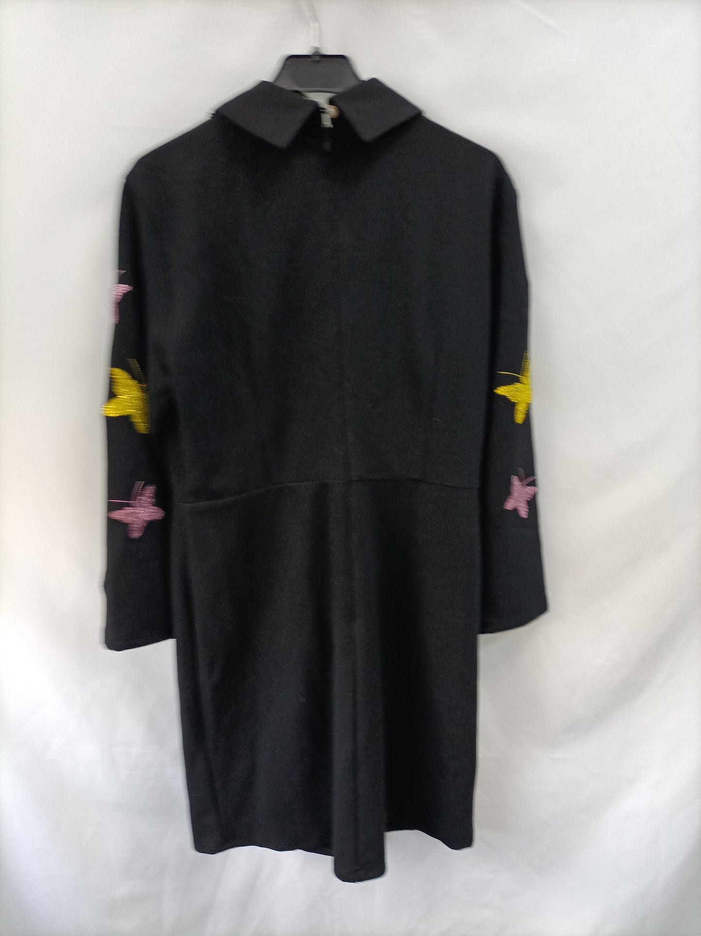 ROSASROJAS. Black butterfly dress, size XL.