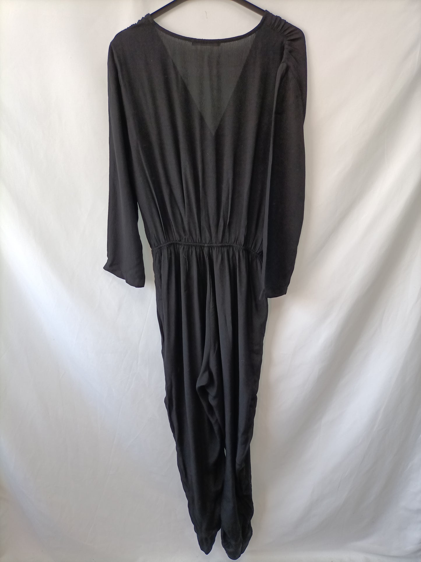 MANGO. Black Fluid Tm Jumpsuit