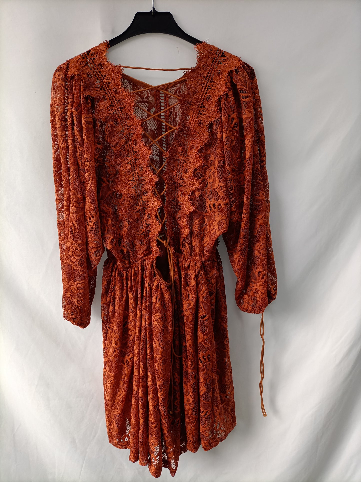 PACCIO. Vestido encaje teja T.l/xl