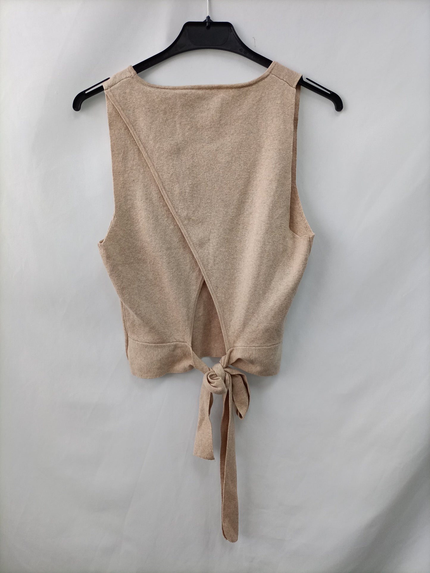 MANGO. Top beige algodón T.s