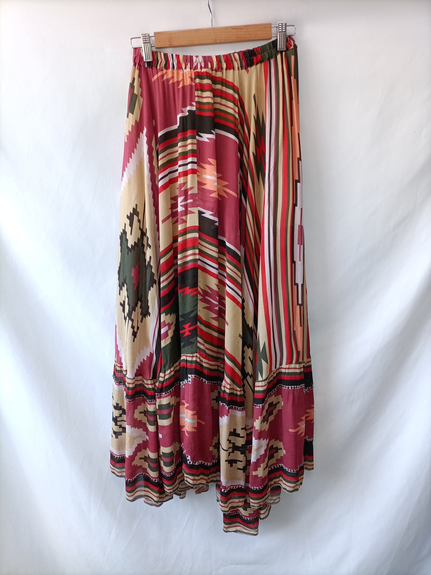 MISS JUNE. Ethnic asymmetrical skirt T.xs