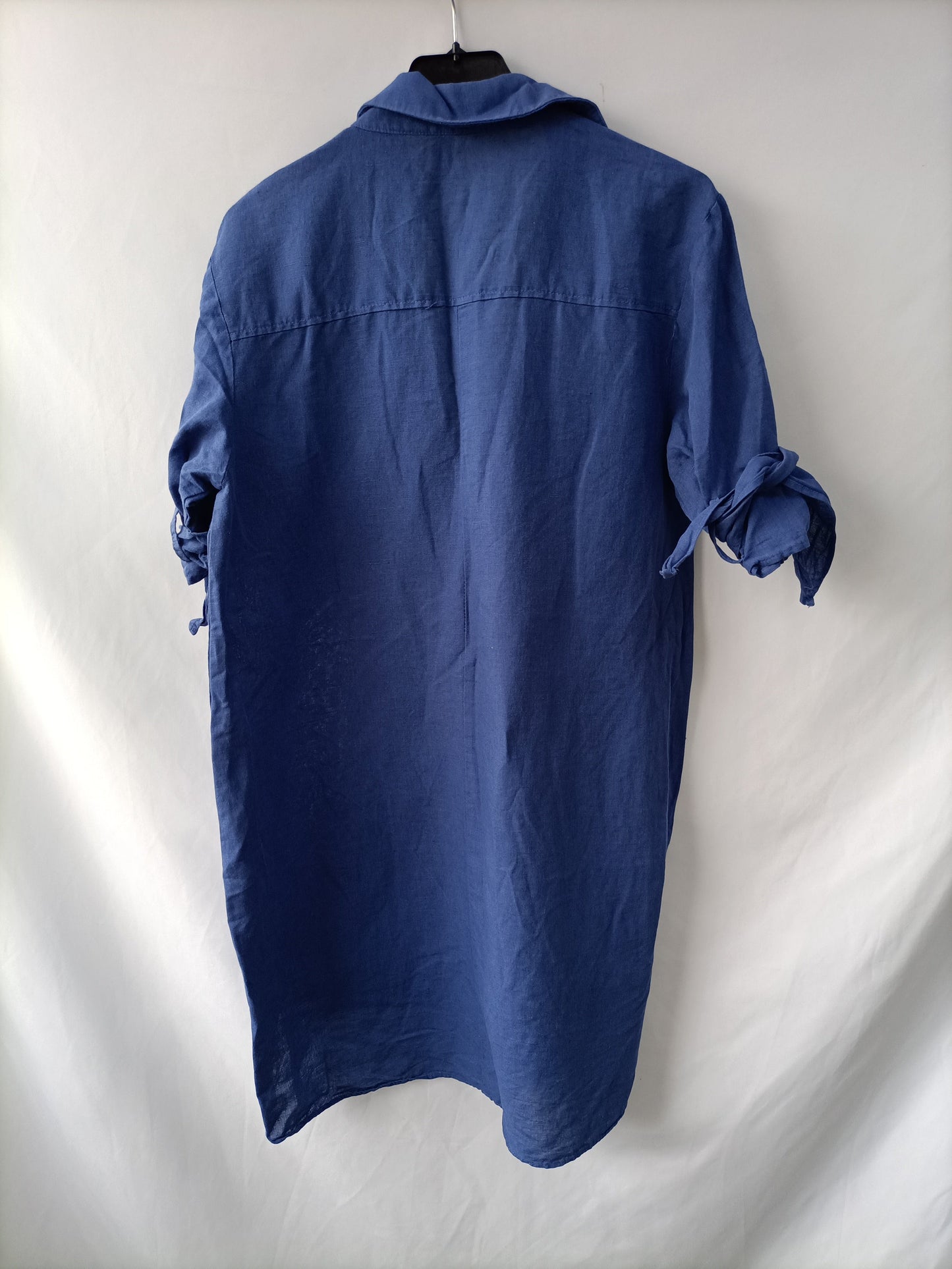 ZARA. Vestido azul lino T.s