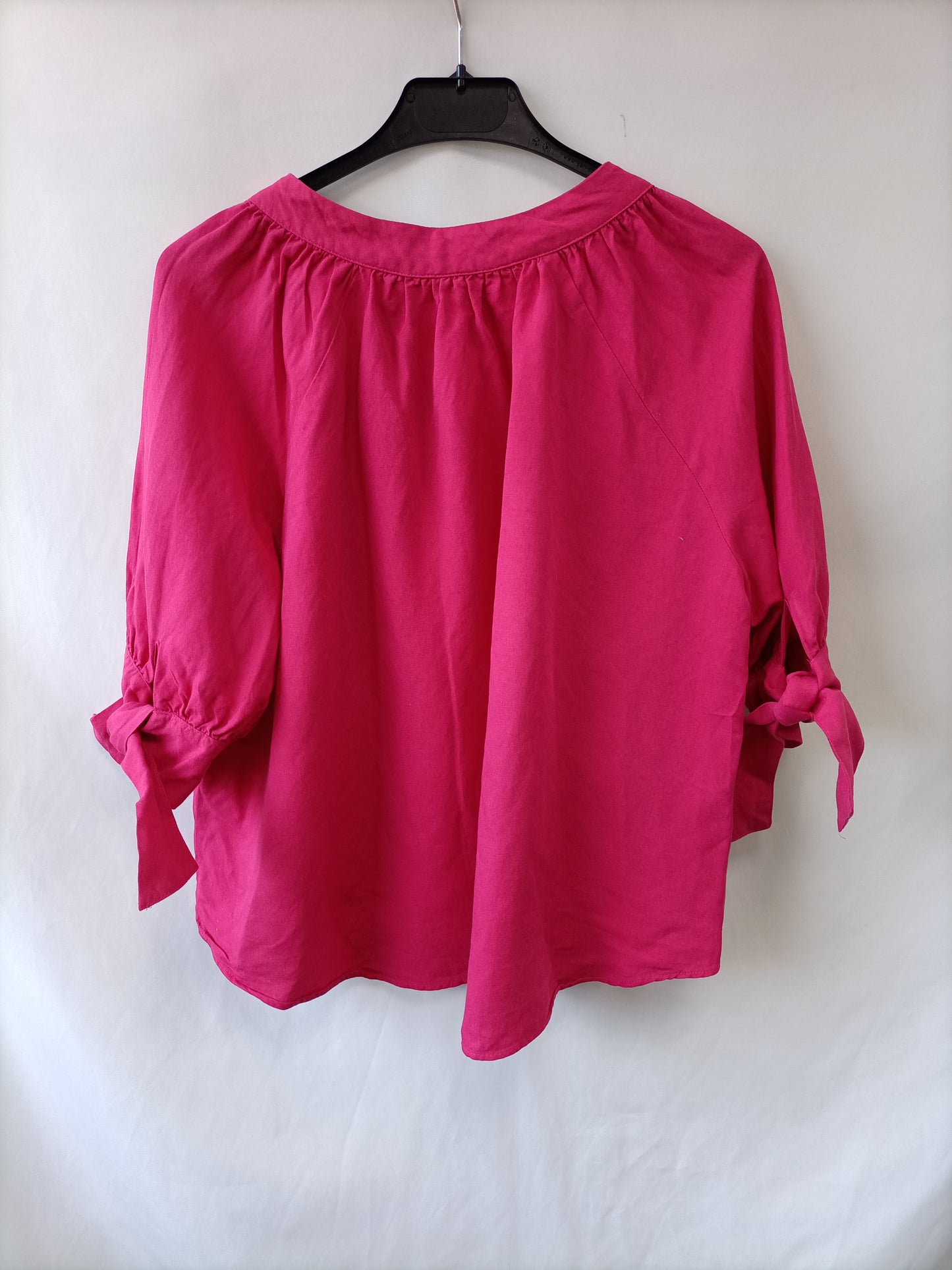 ZARA. Blusa rosa fucsia lino T.s