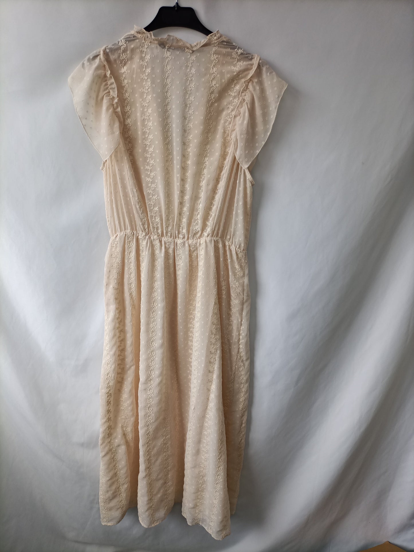 ZARA. Vestido midi encaje T.l