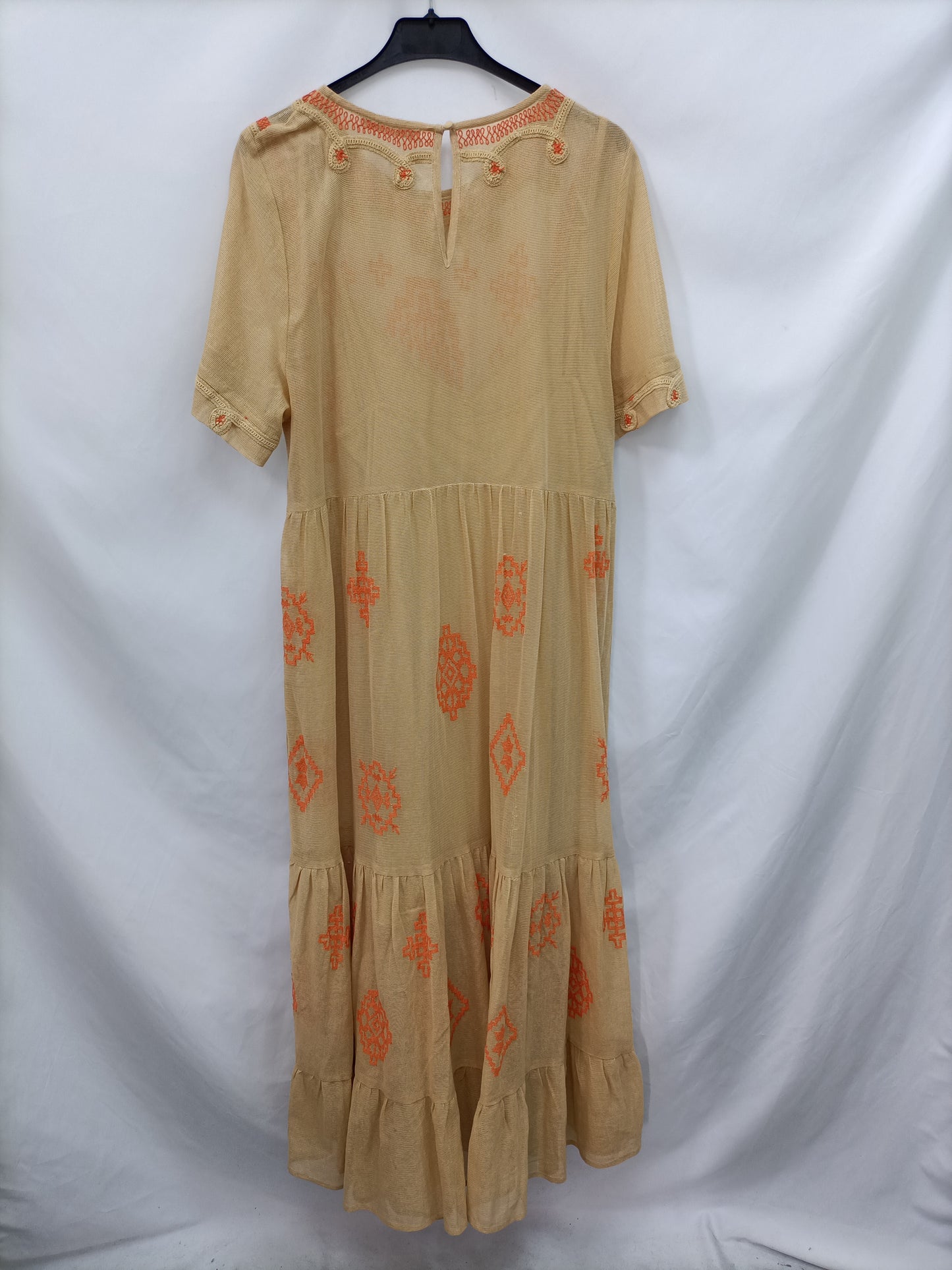 ZARA. Beige embroidered mesh dress TM