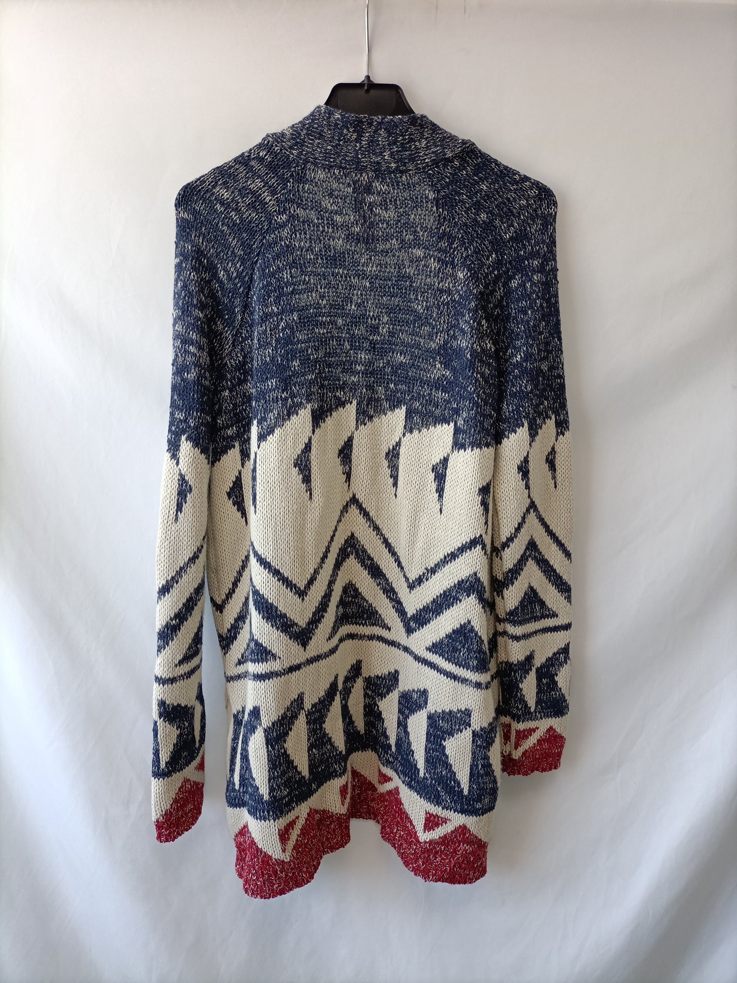 PULL&BEAR.Cardigan azul y blanco T.S