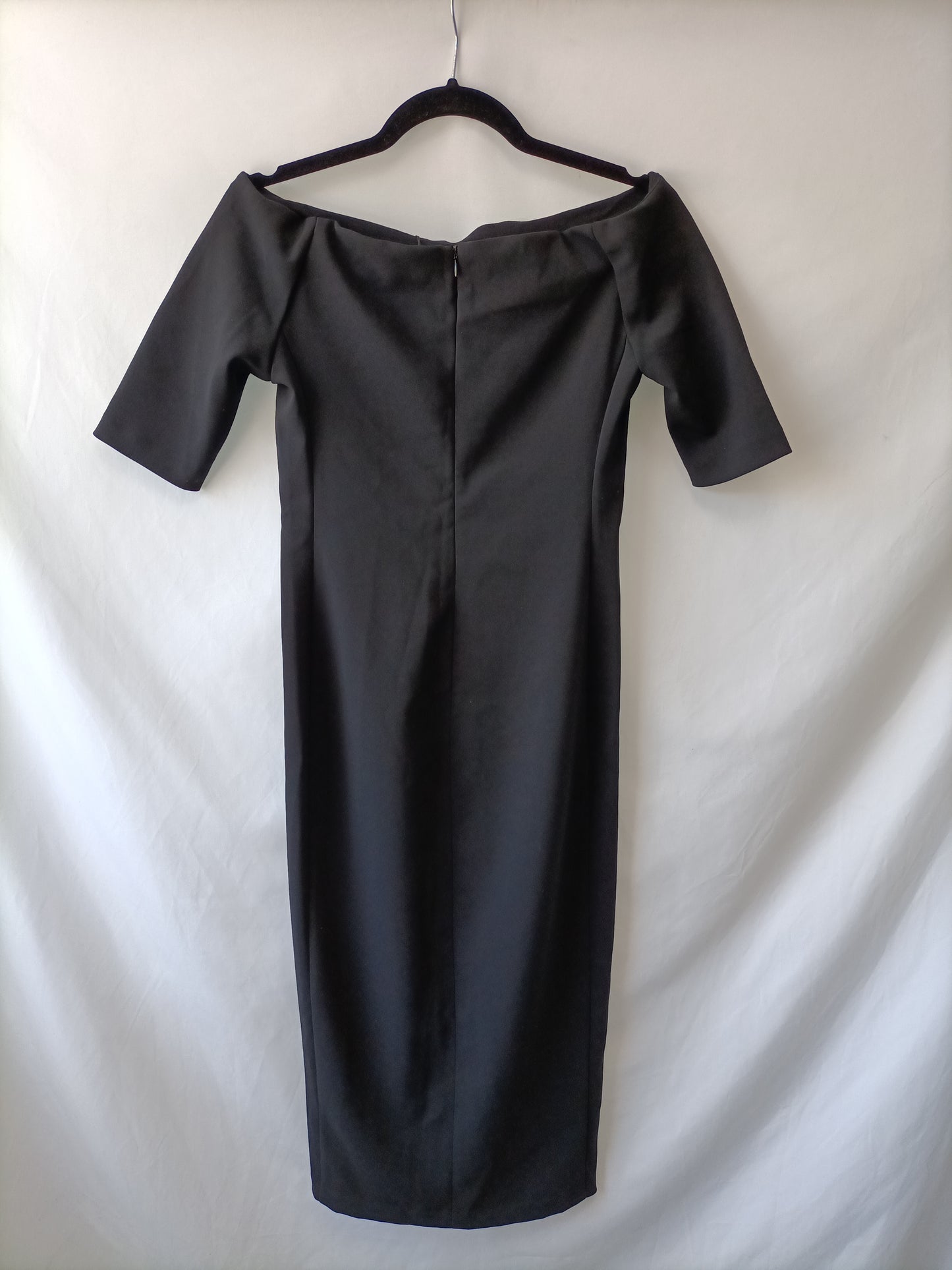 ZARA.Vestido formal cuello barco T.S