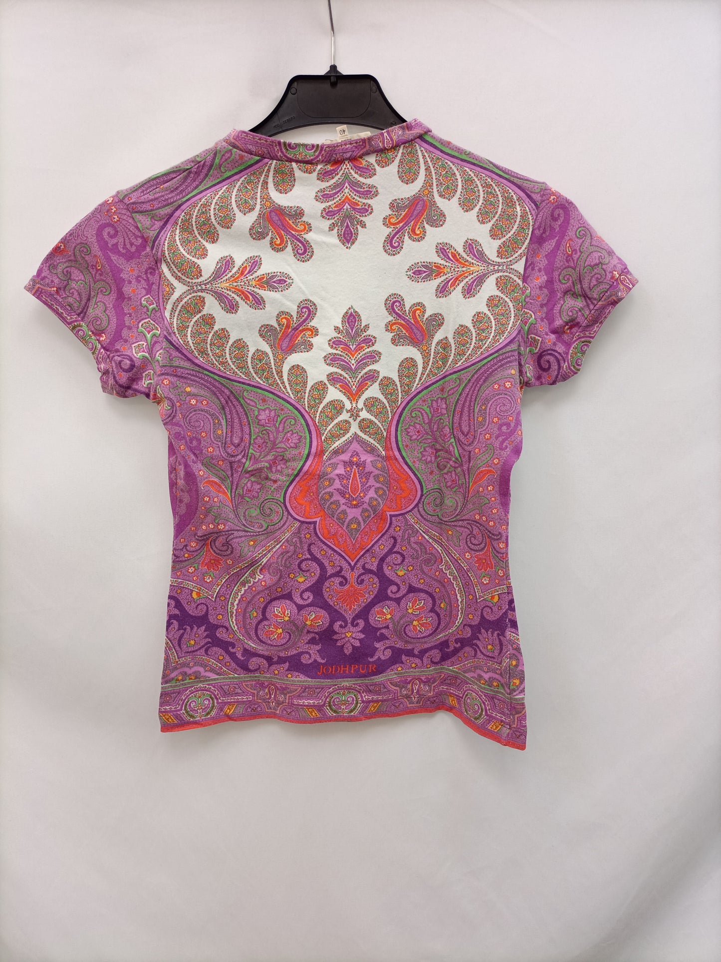 ETRO. Camiseta corta blanca estampado morados T.40