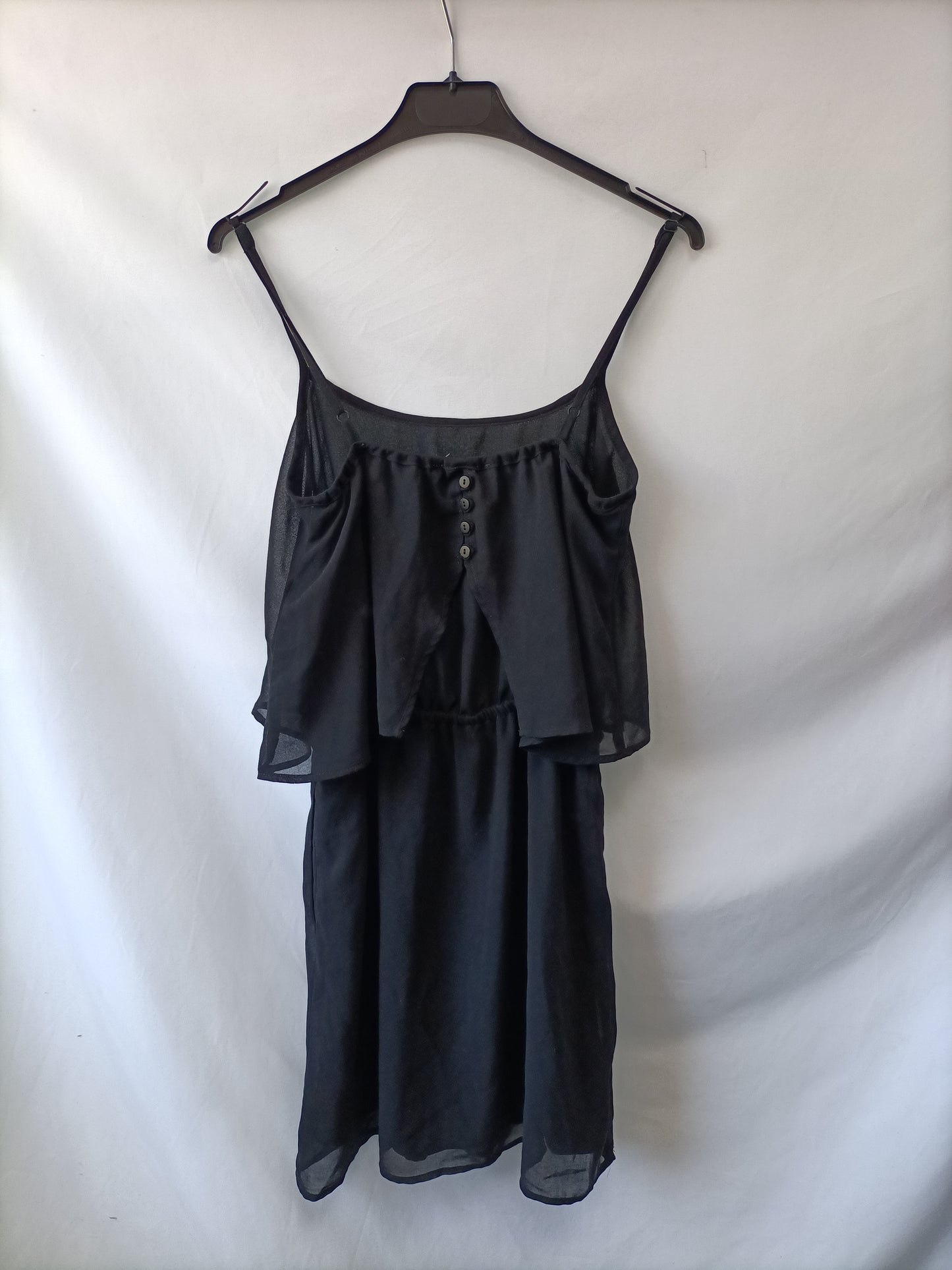 MANGO.Vestido negro volante T.s