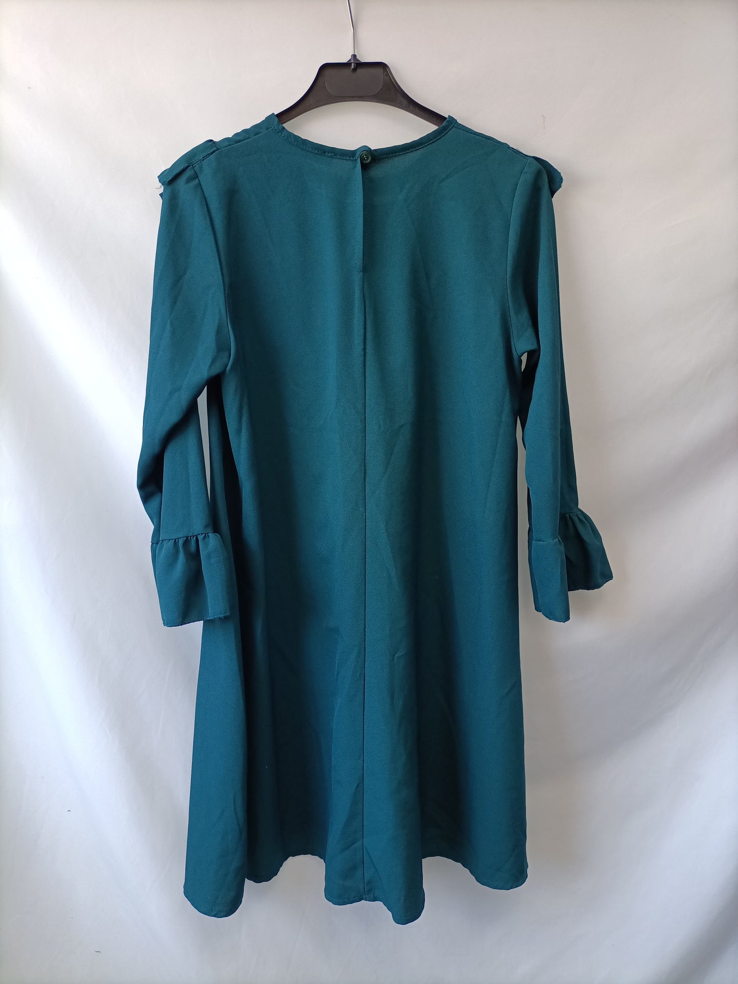 VALENTINA.Vestido verde volantes T.s