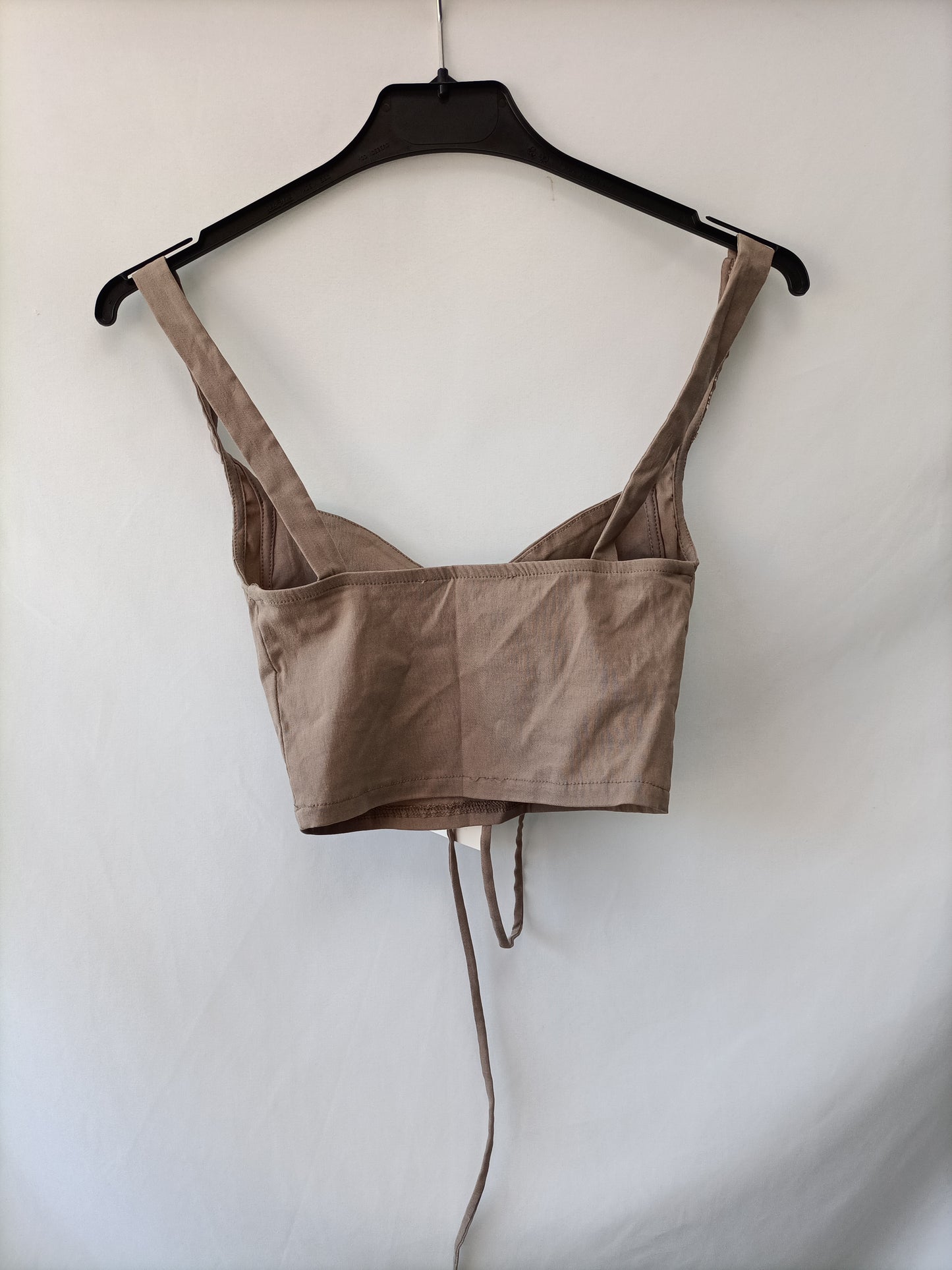 PULL&BEAR.Beige TS elastic croptop