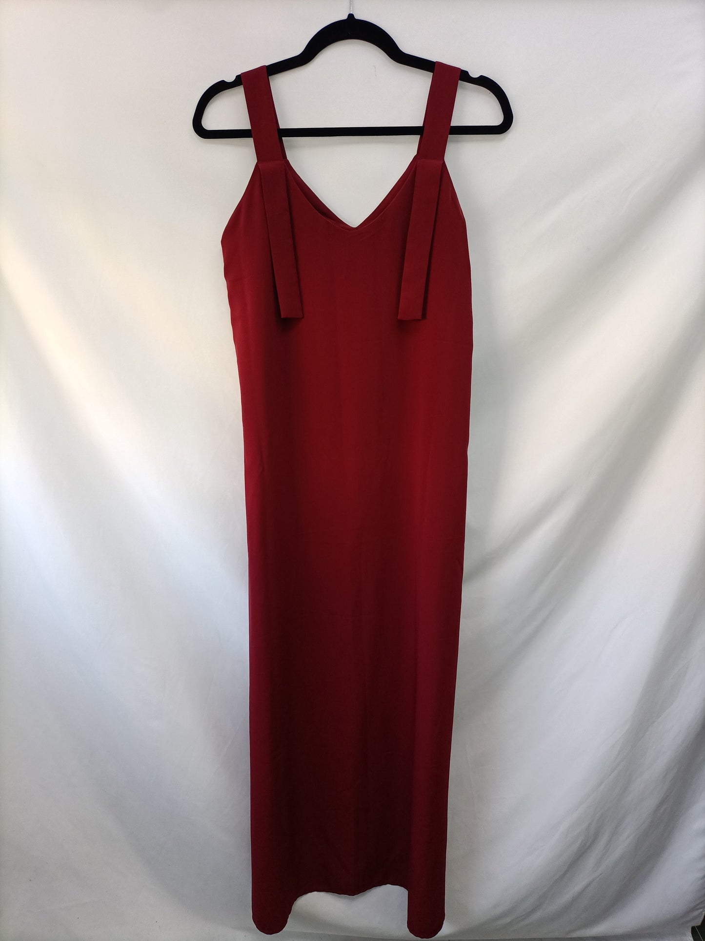 MANGO. Vestido largo burdeos T.m