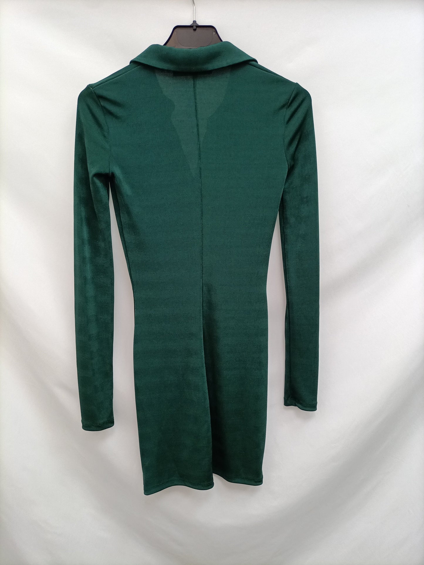 PULL&BEAR. Vestido verde Fruncido T.xs