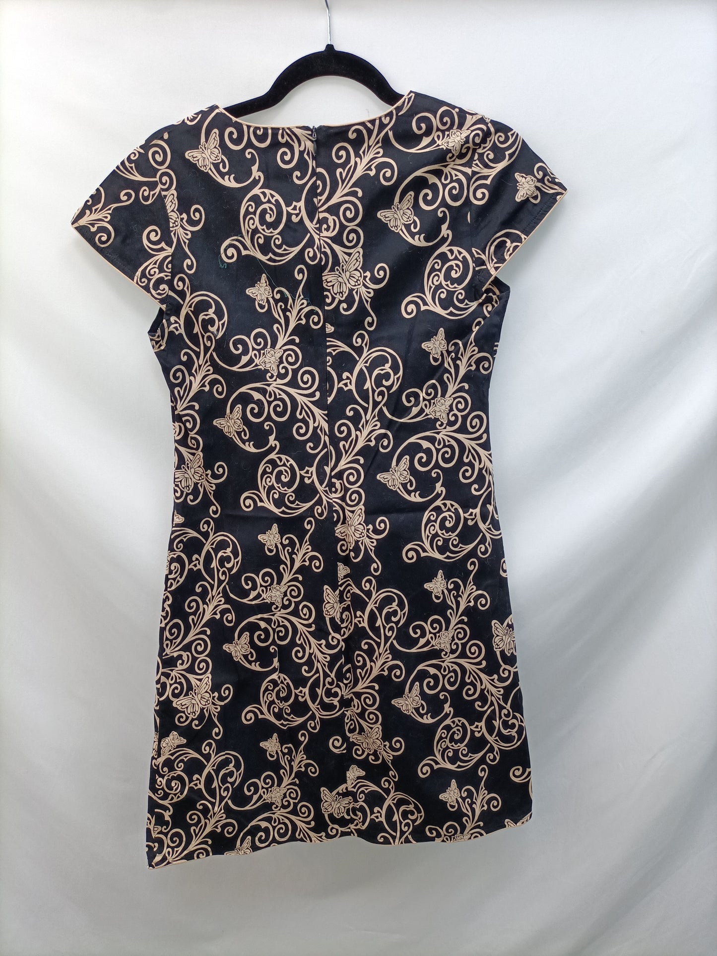 ALMATRICHI. Vestido negro flores T.40