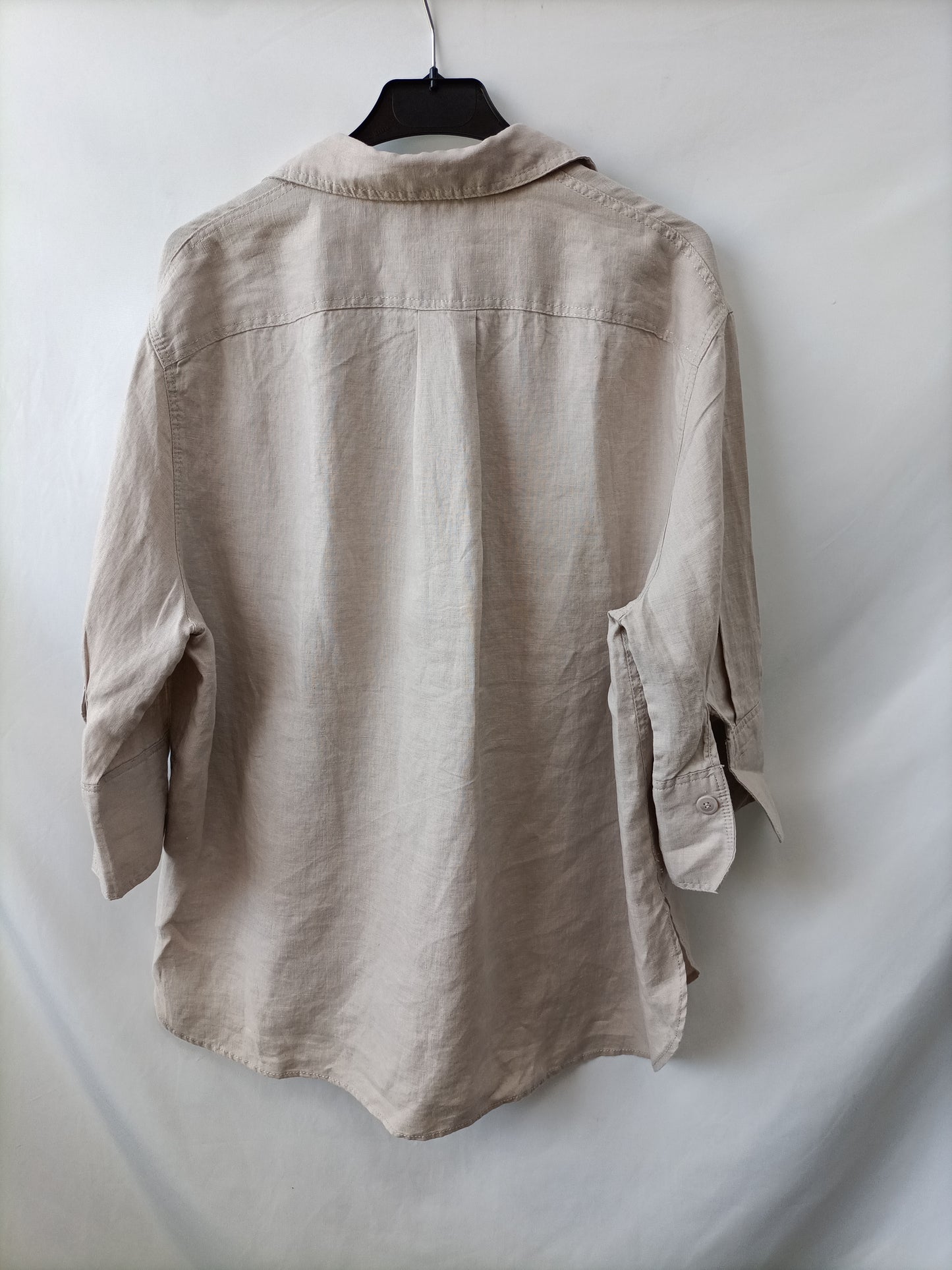 ZARA. Camisa beige lino T.s