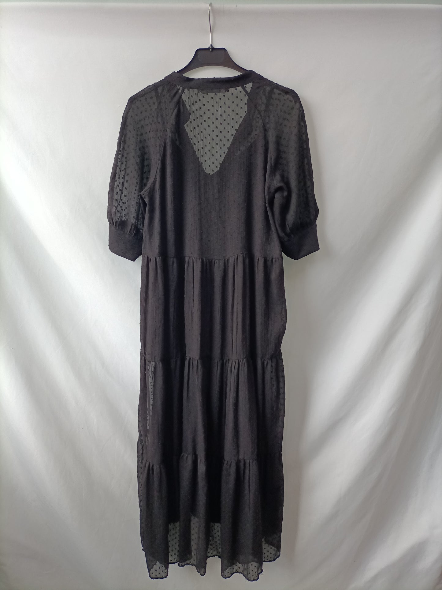 ZARA. Vestido largo plumeti T.xs