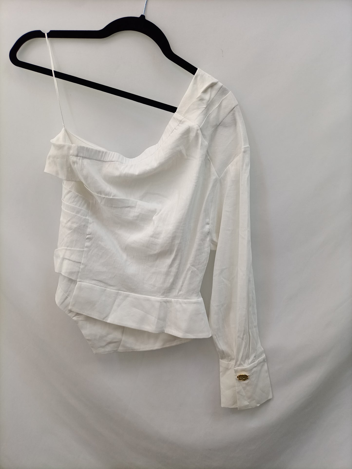 ZARA. Blusa blanca asimetrica T.l