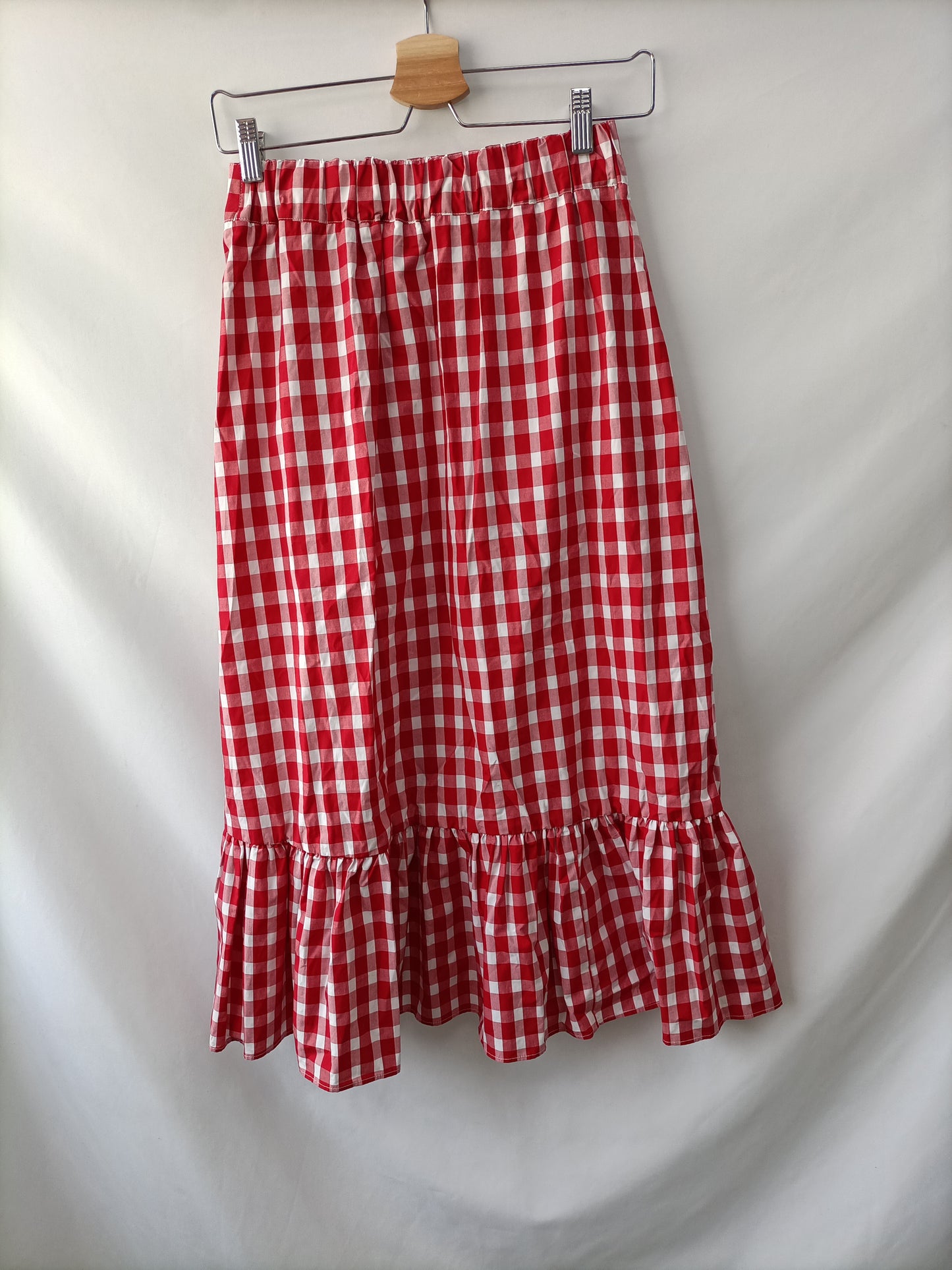 ZARA. Falda midi cuadros vichy T.s