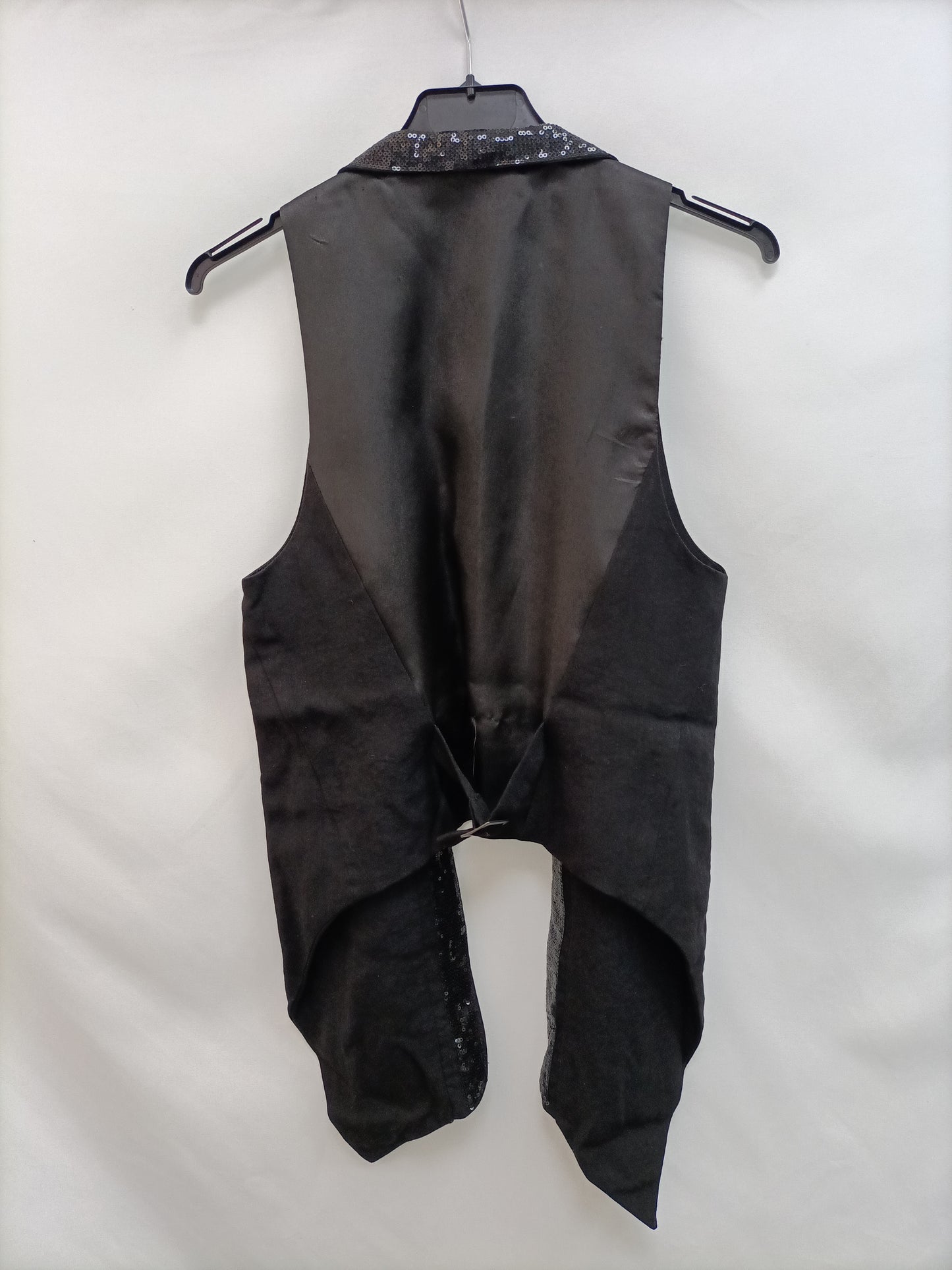 BERSHKA.Chaleco negro lentejuelas T.m