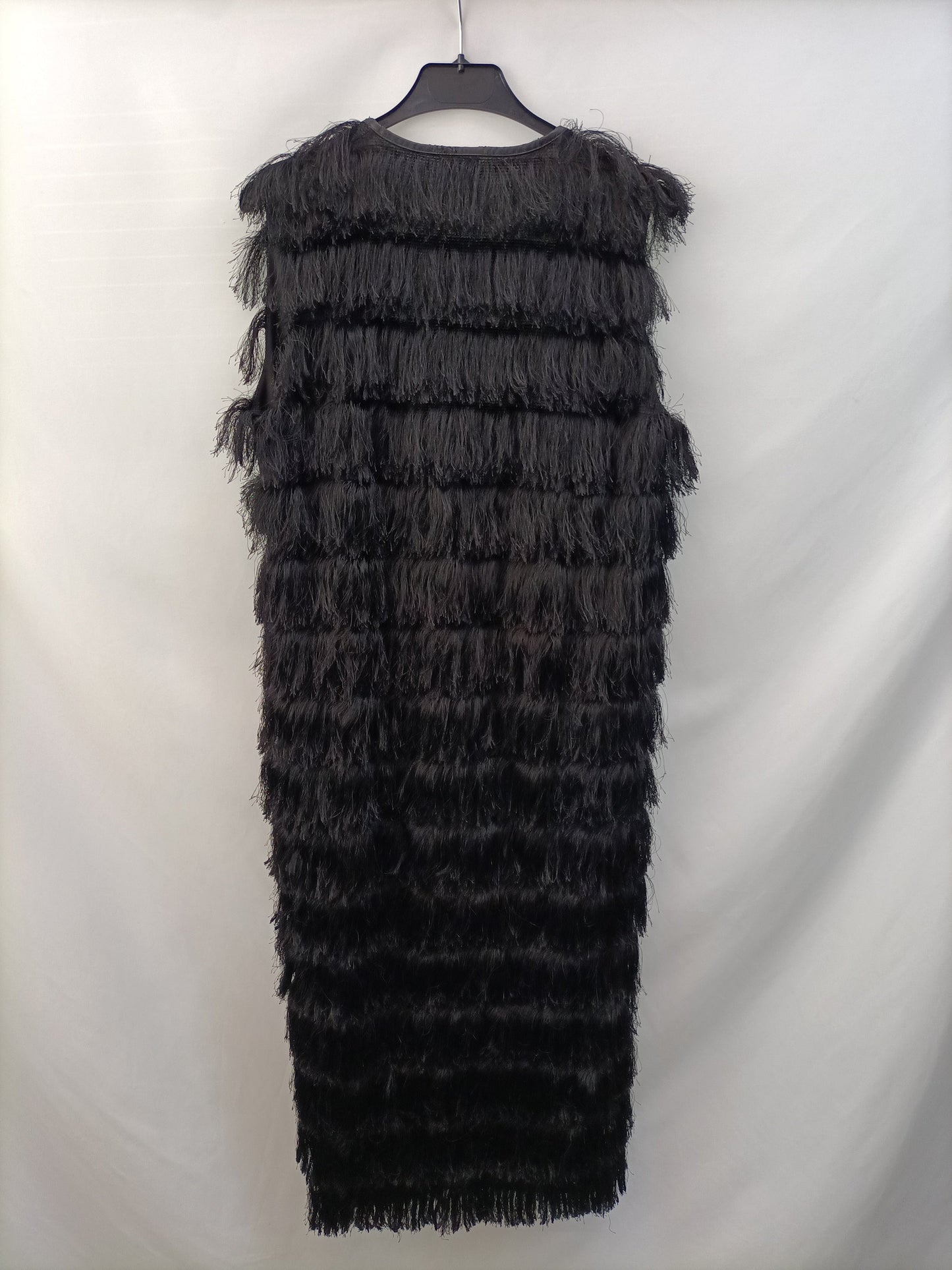 H&M.Chaleco largo flecos T.XS (tara)