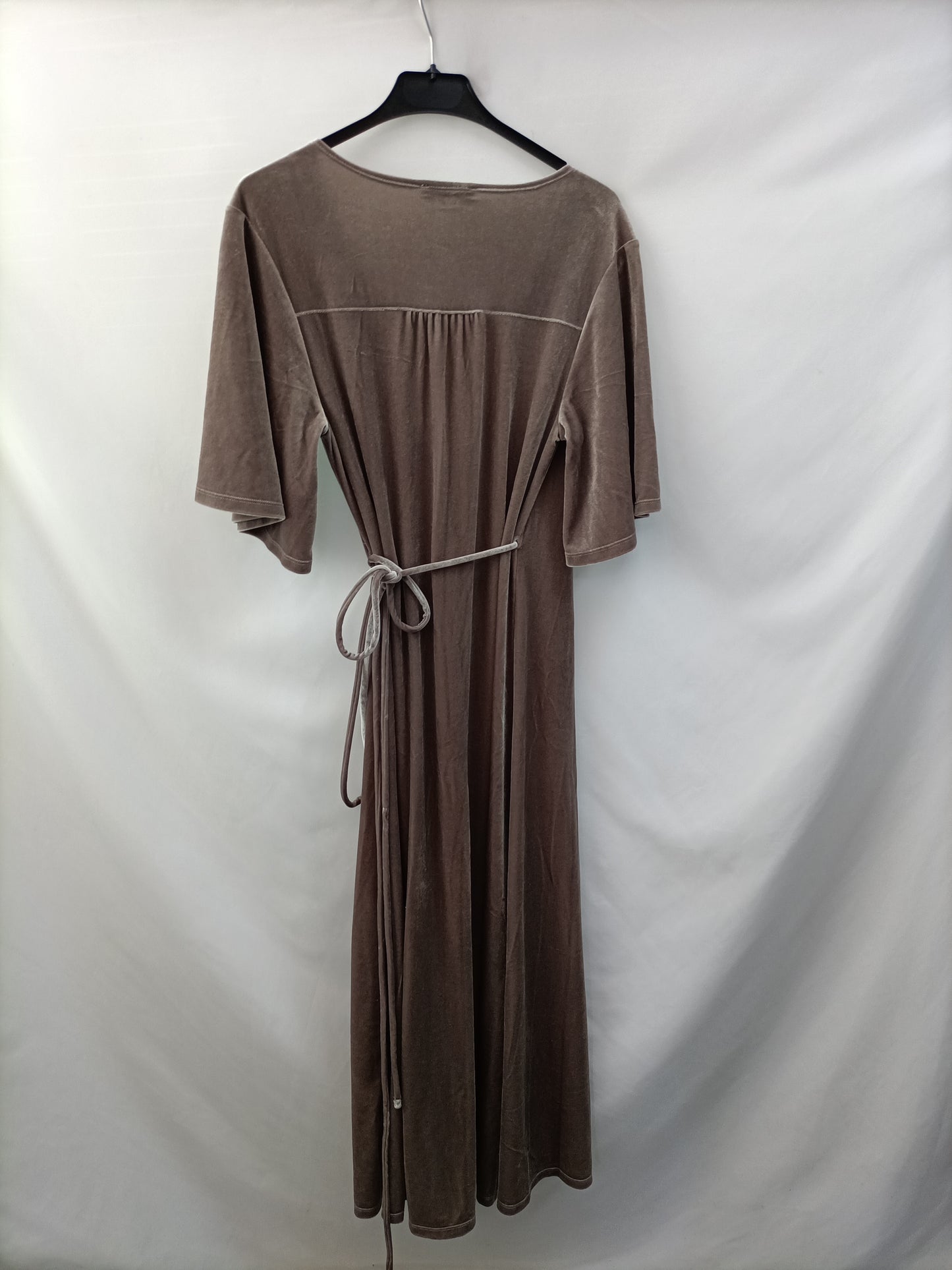 ZARA.Vestido largo gris verdoso terciopelo T.S