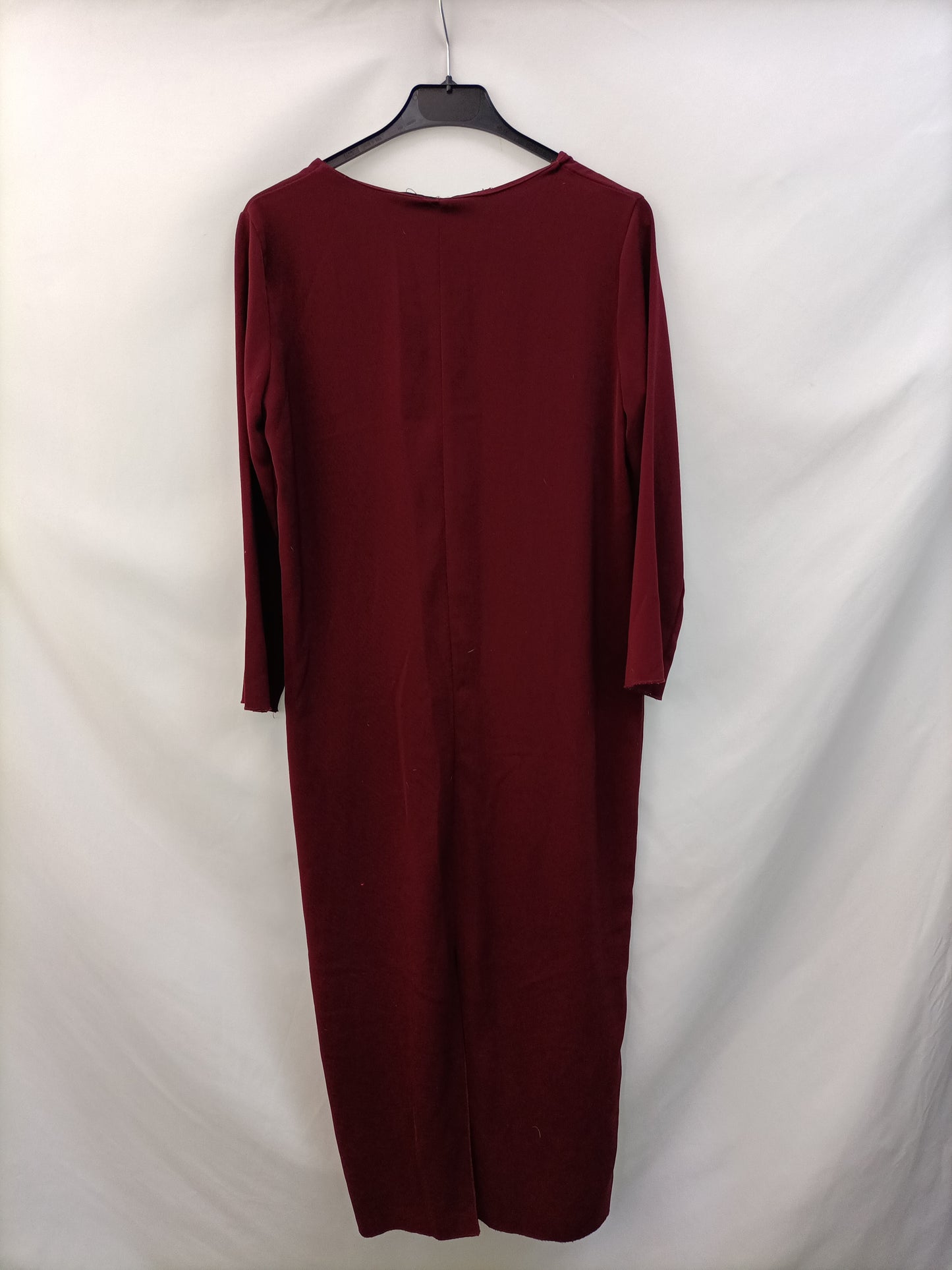 ZARA.Vestido burdeos largo cremallera T.s