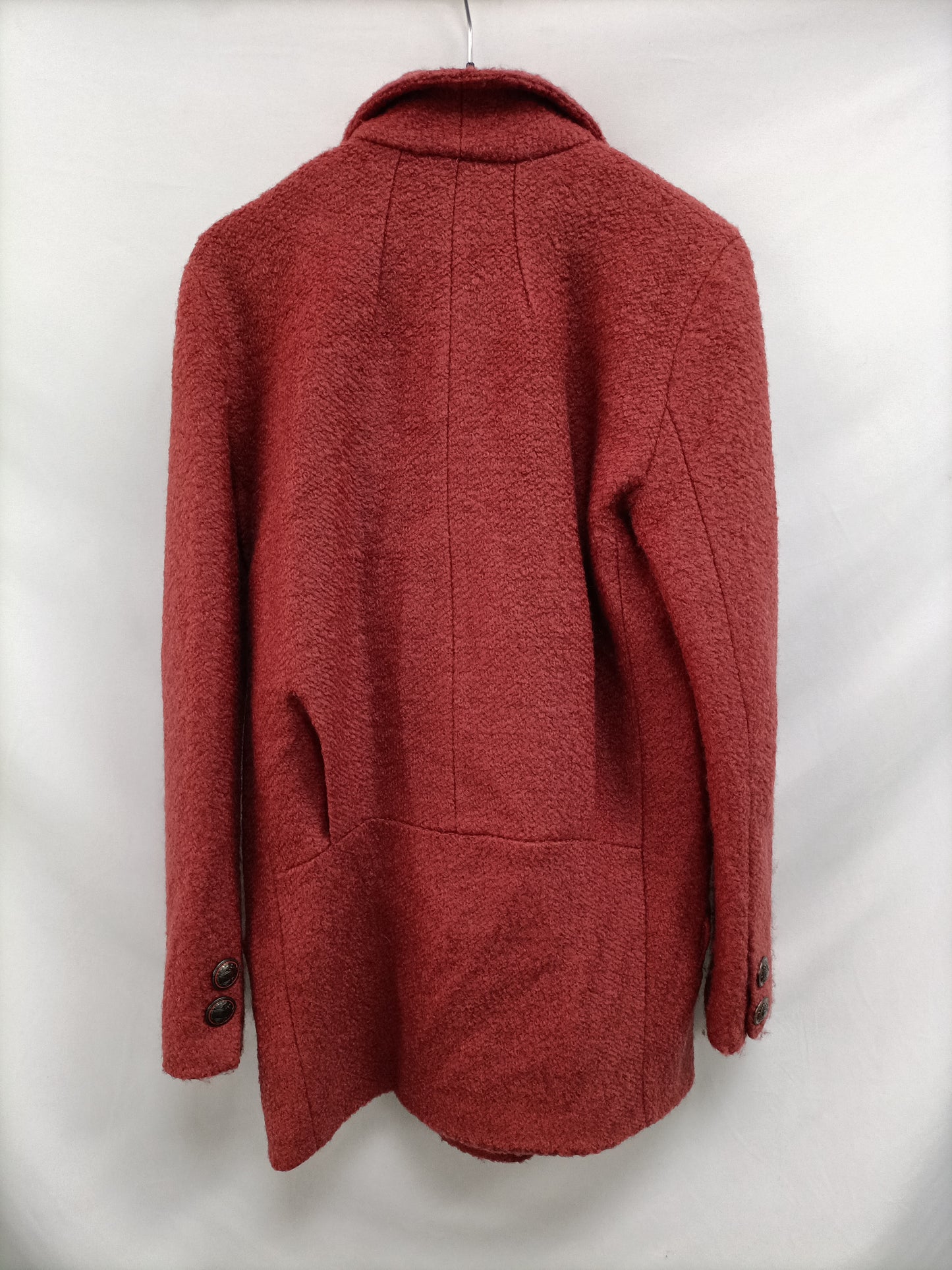 BERSHKA. Abrigo de paño teja T.u(s)