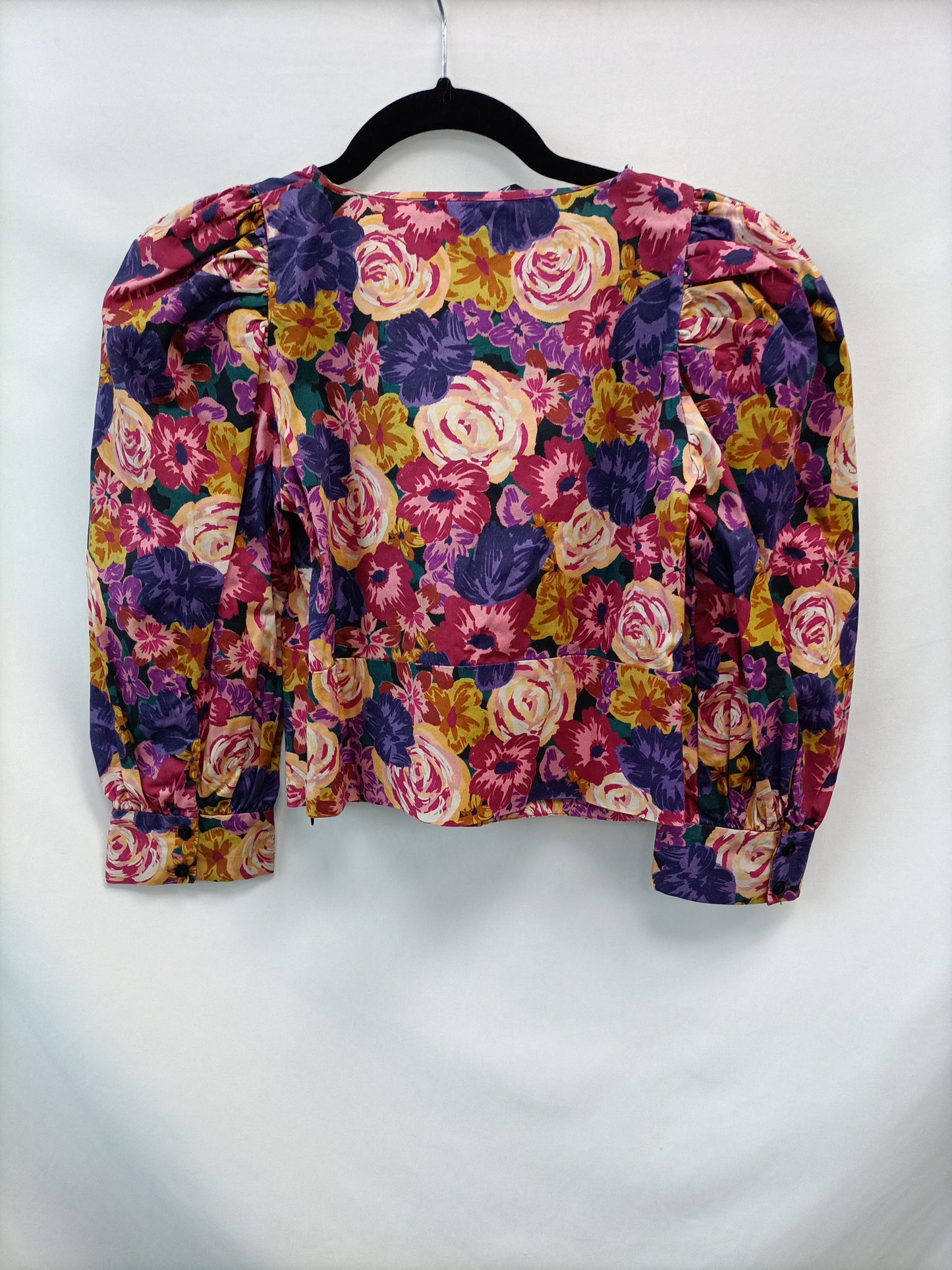 ZARA. Top burdeos flores T.s