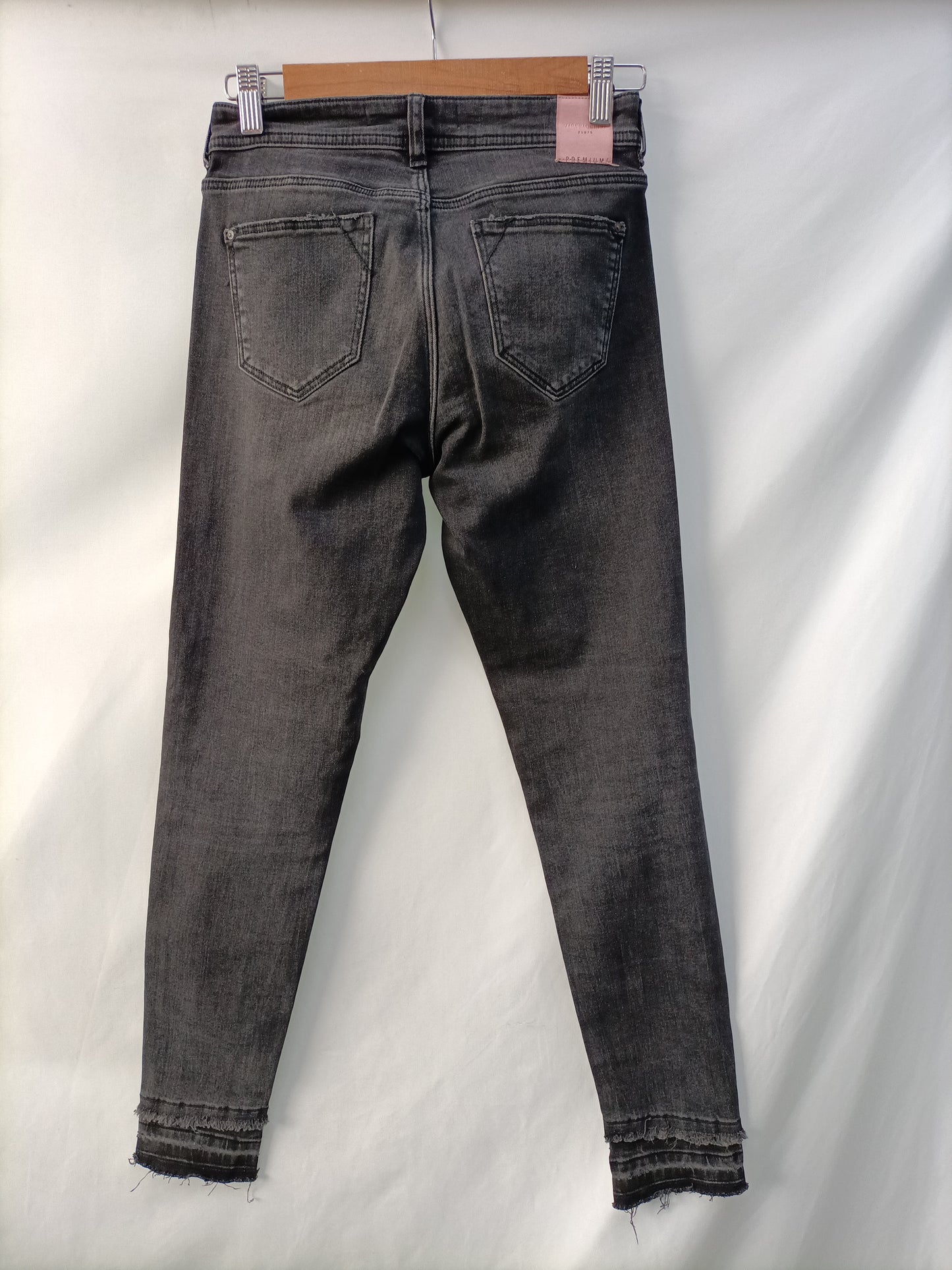 ZARA. Black distressed trousers, size 34
