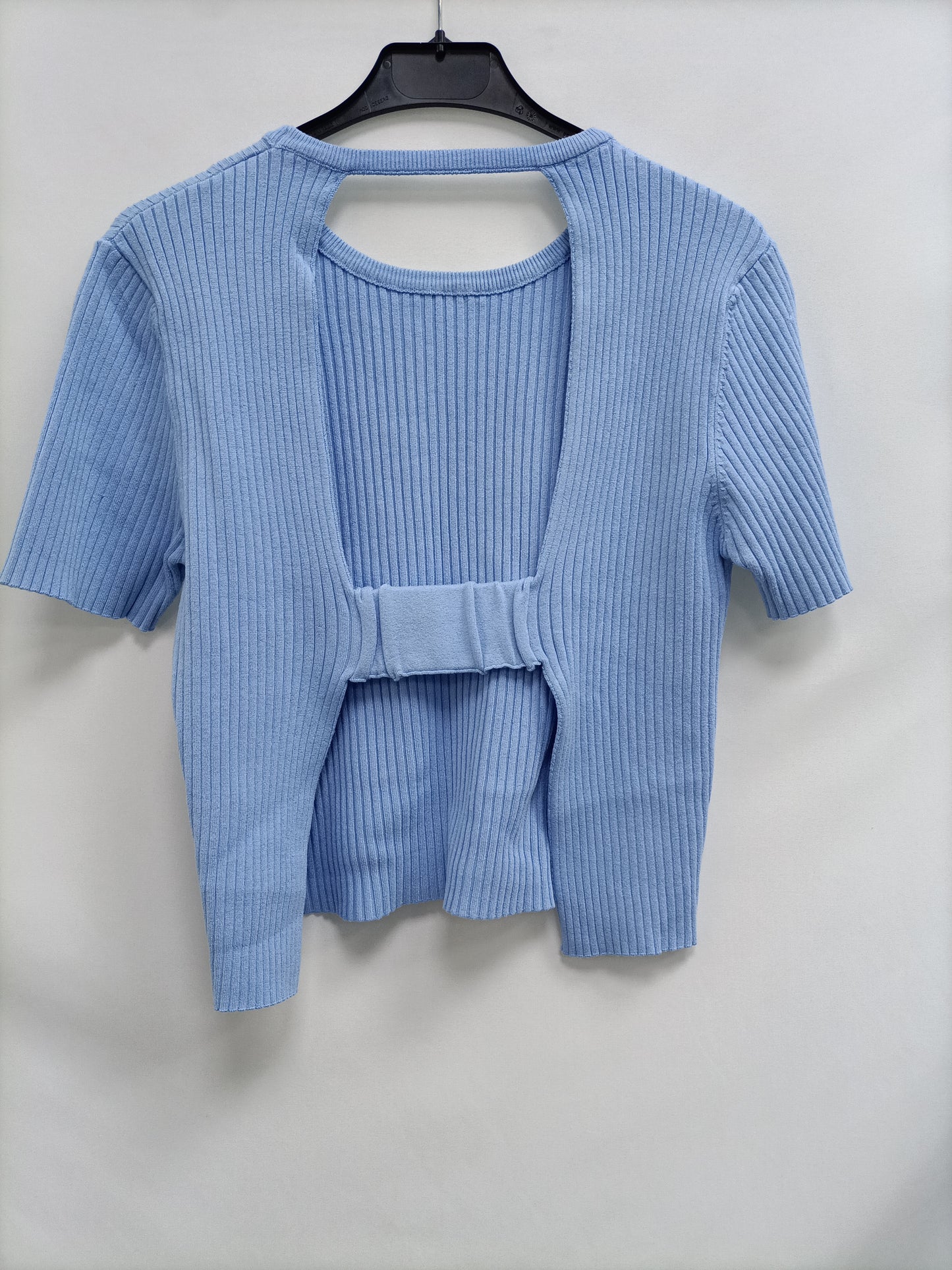 ZARA. Blue ribbed top Tl