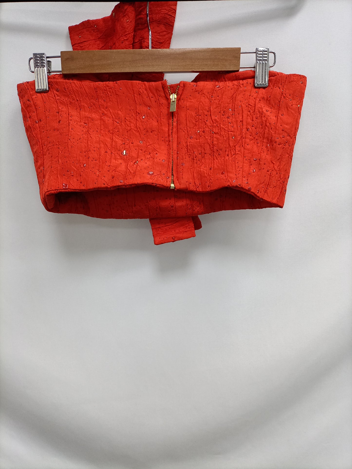 MANGO. Orange Crop Top with Ts Bow