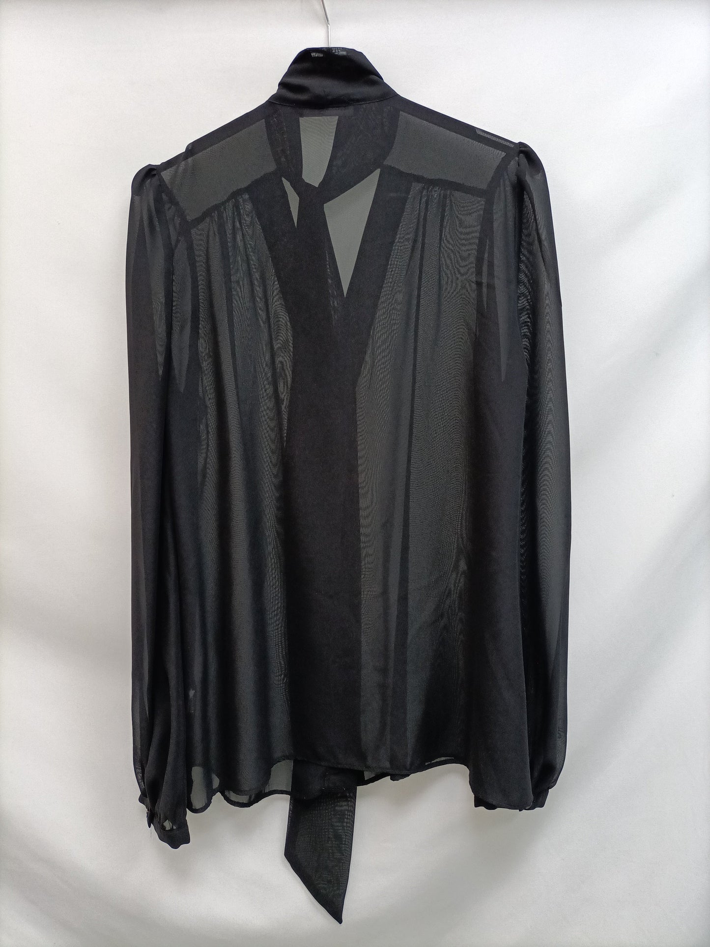 PRIMARK.Blusa negra transparente T.40