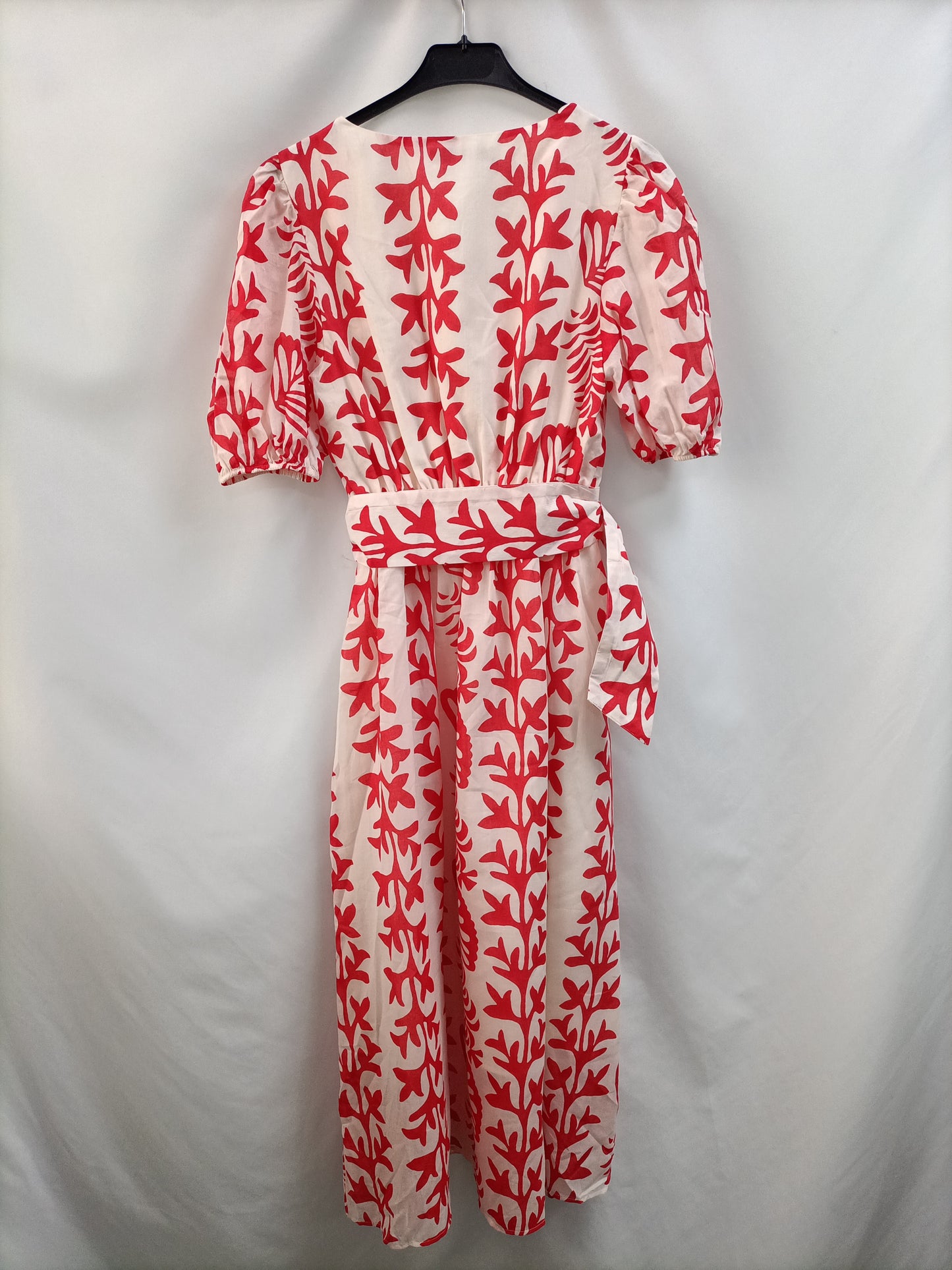 MANGO.Vestido midi rojo y blanco T.s