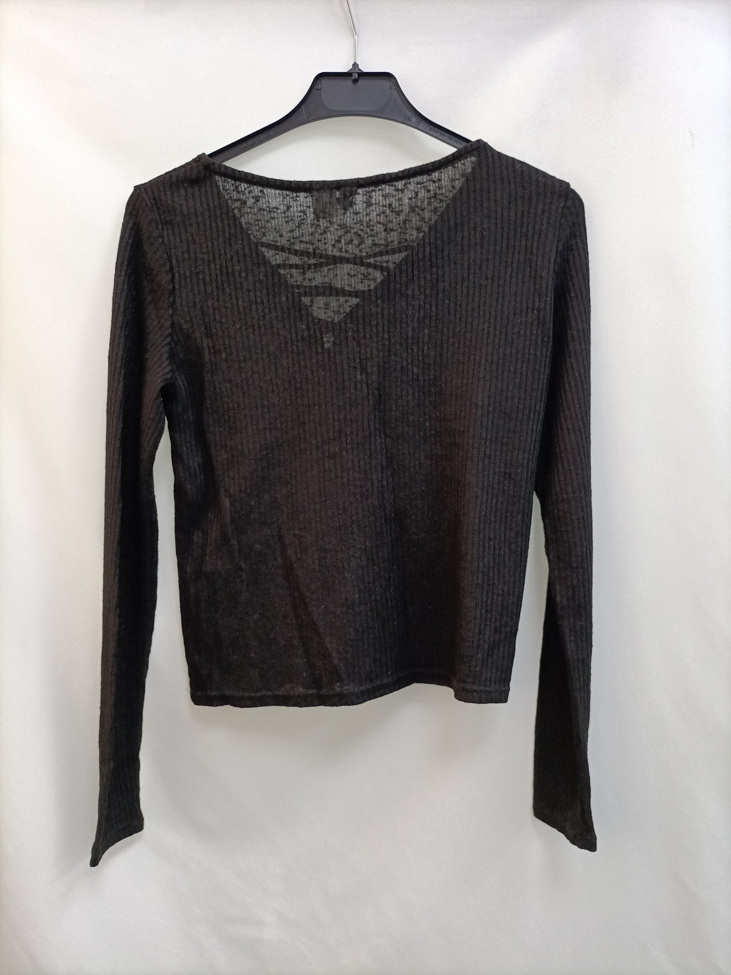 H&M. Black Ribbed Top T.xs