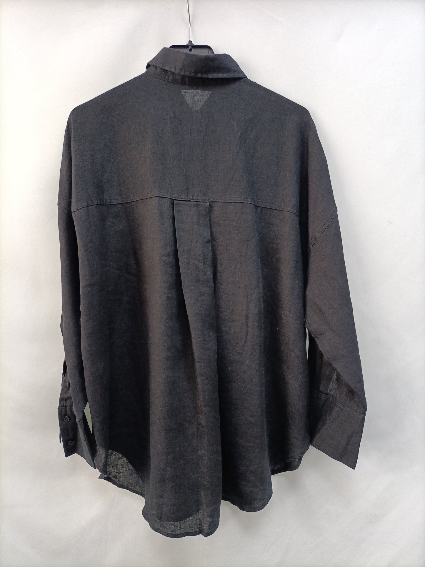 ZARA.Camisa lino negra T.XS