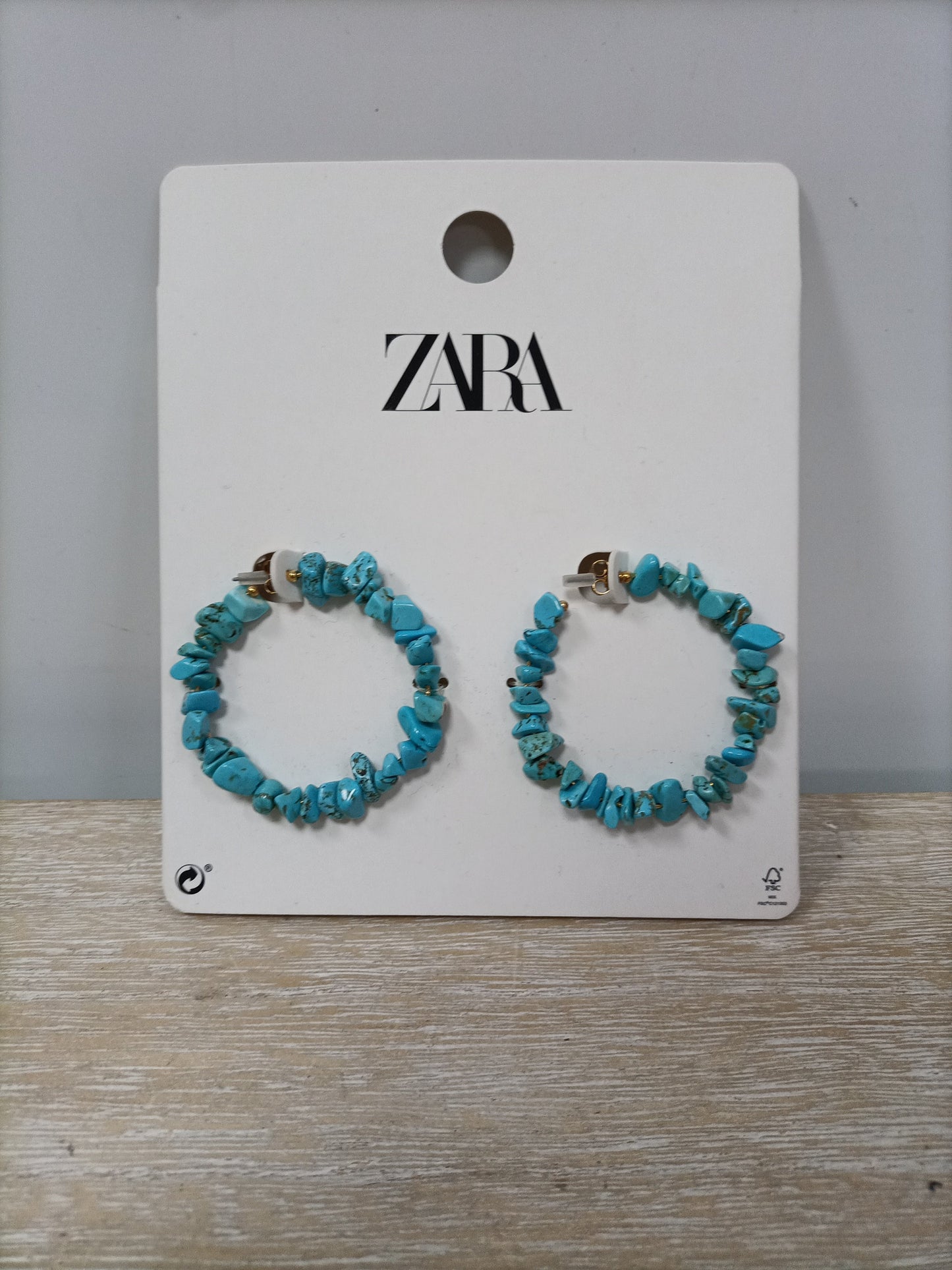 ZARA. Blue hoop earrings