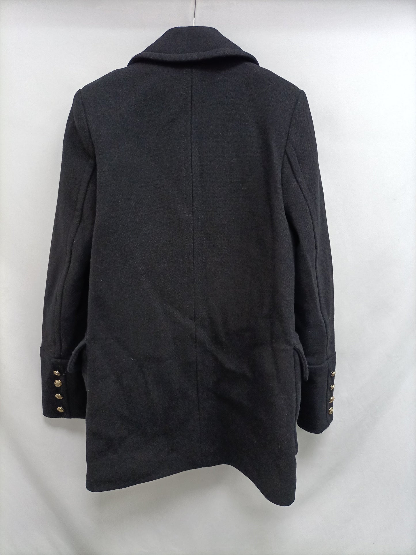 ZARA. Abrigo negro paño T.s