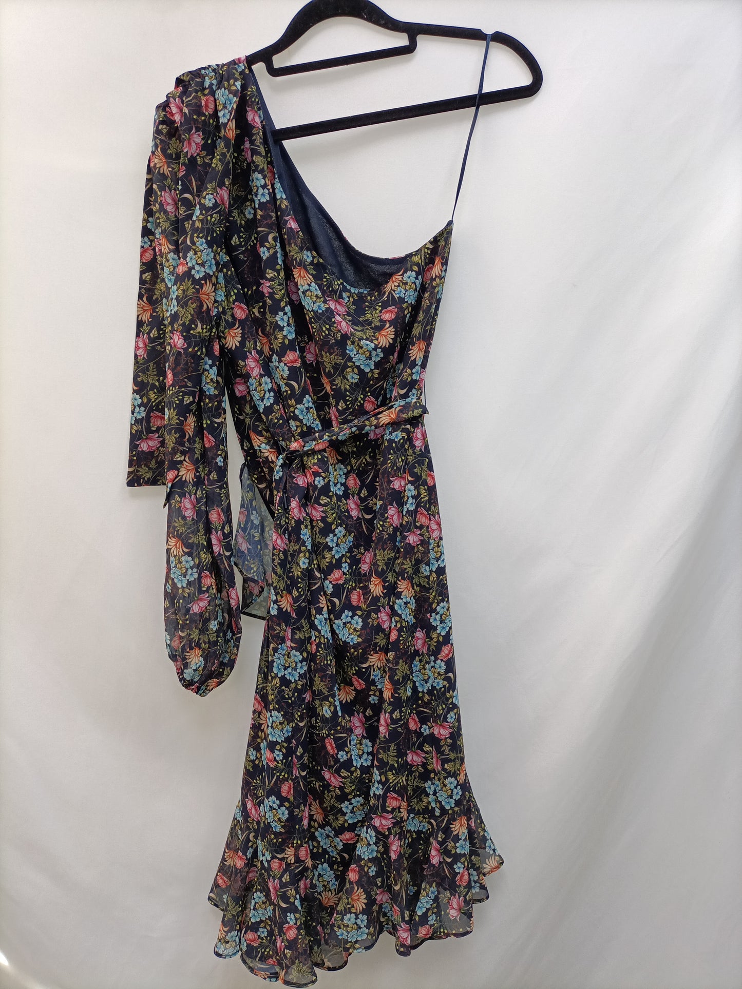 MANGO. Vestido azul flores T.m
