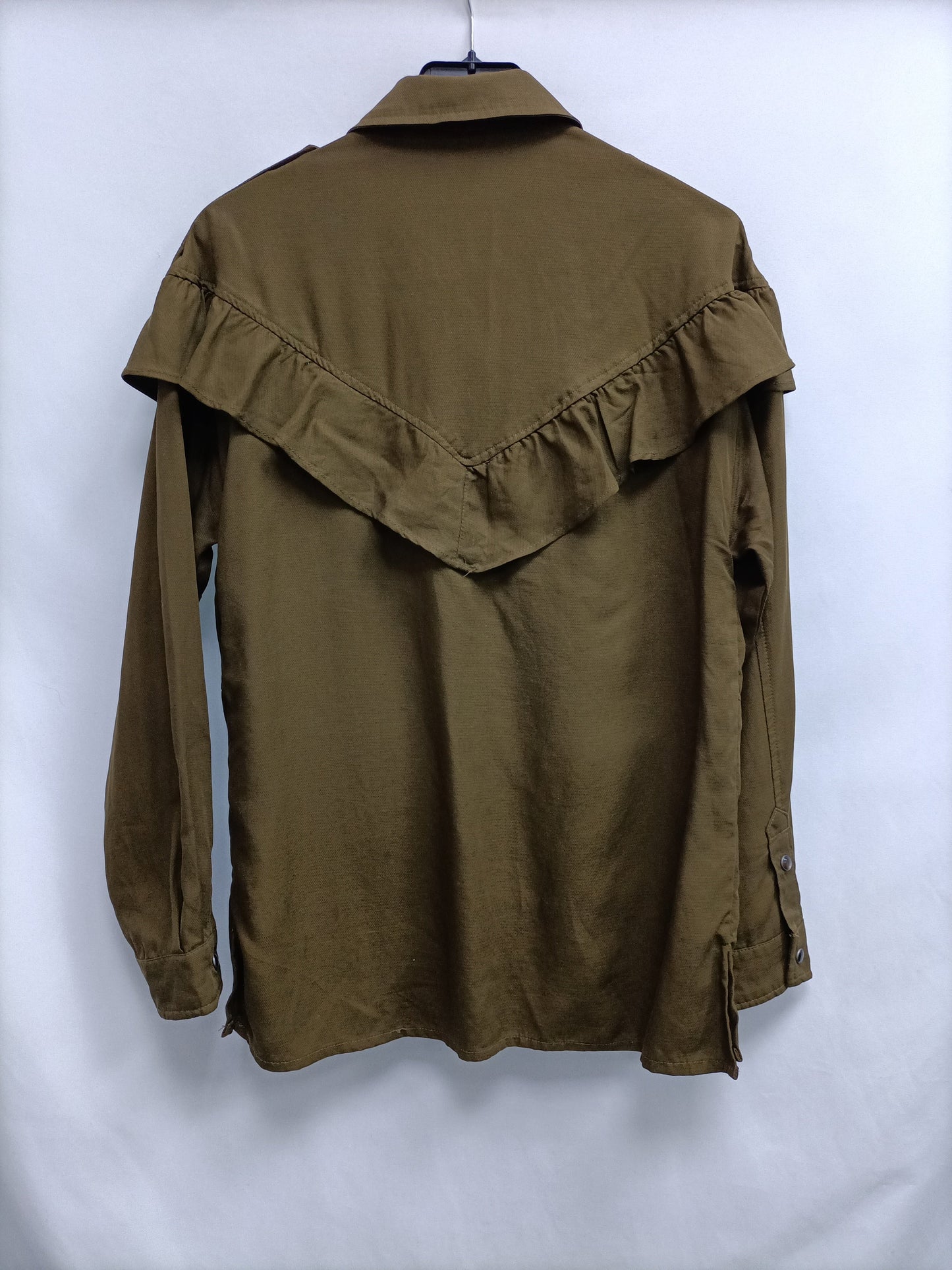 ZARA.Camisa/sobrecamisa verde caza T.XS