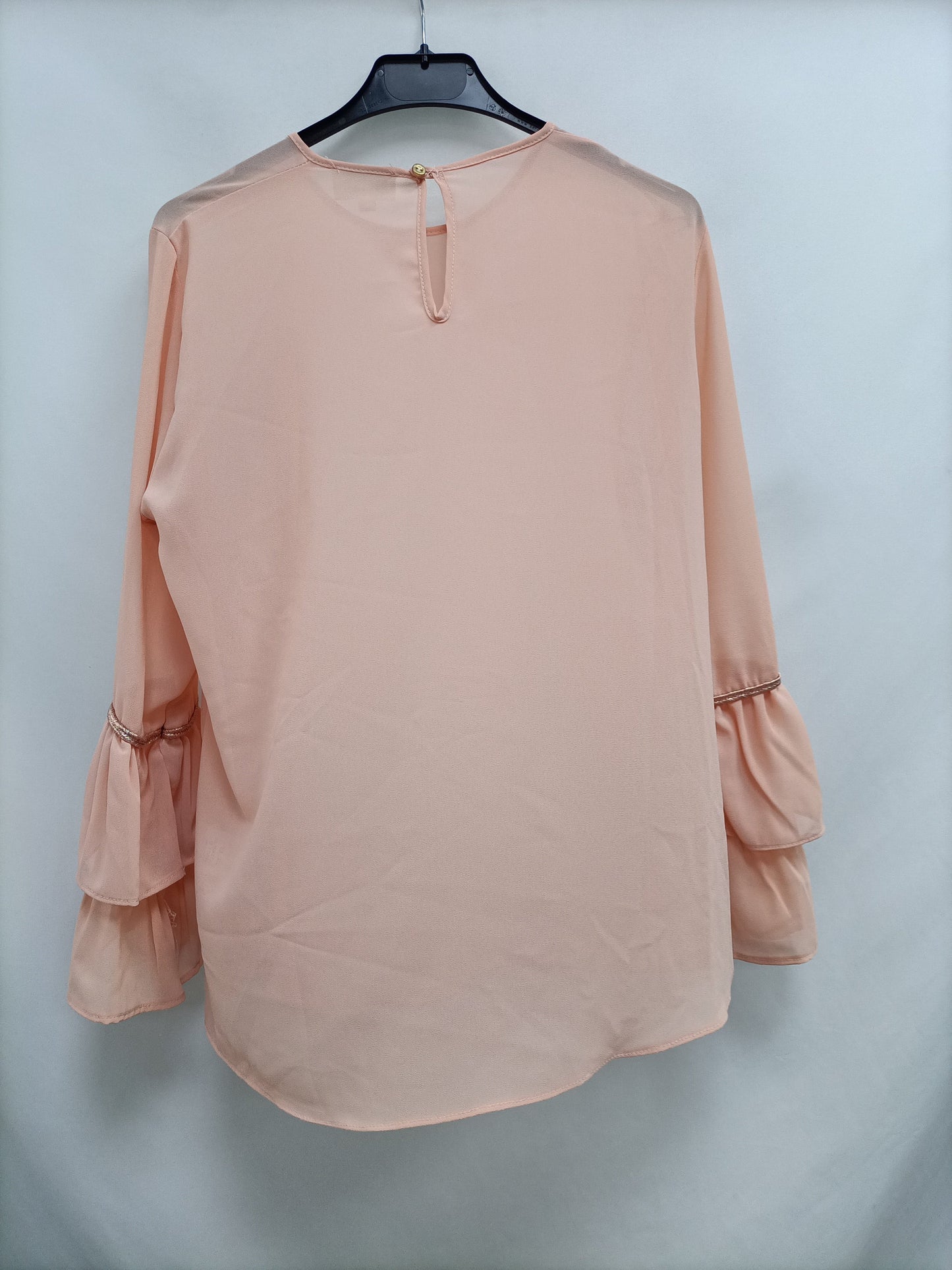 SRTRENA. Tl semi-transparent pink blouse