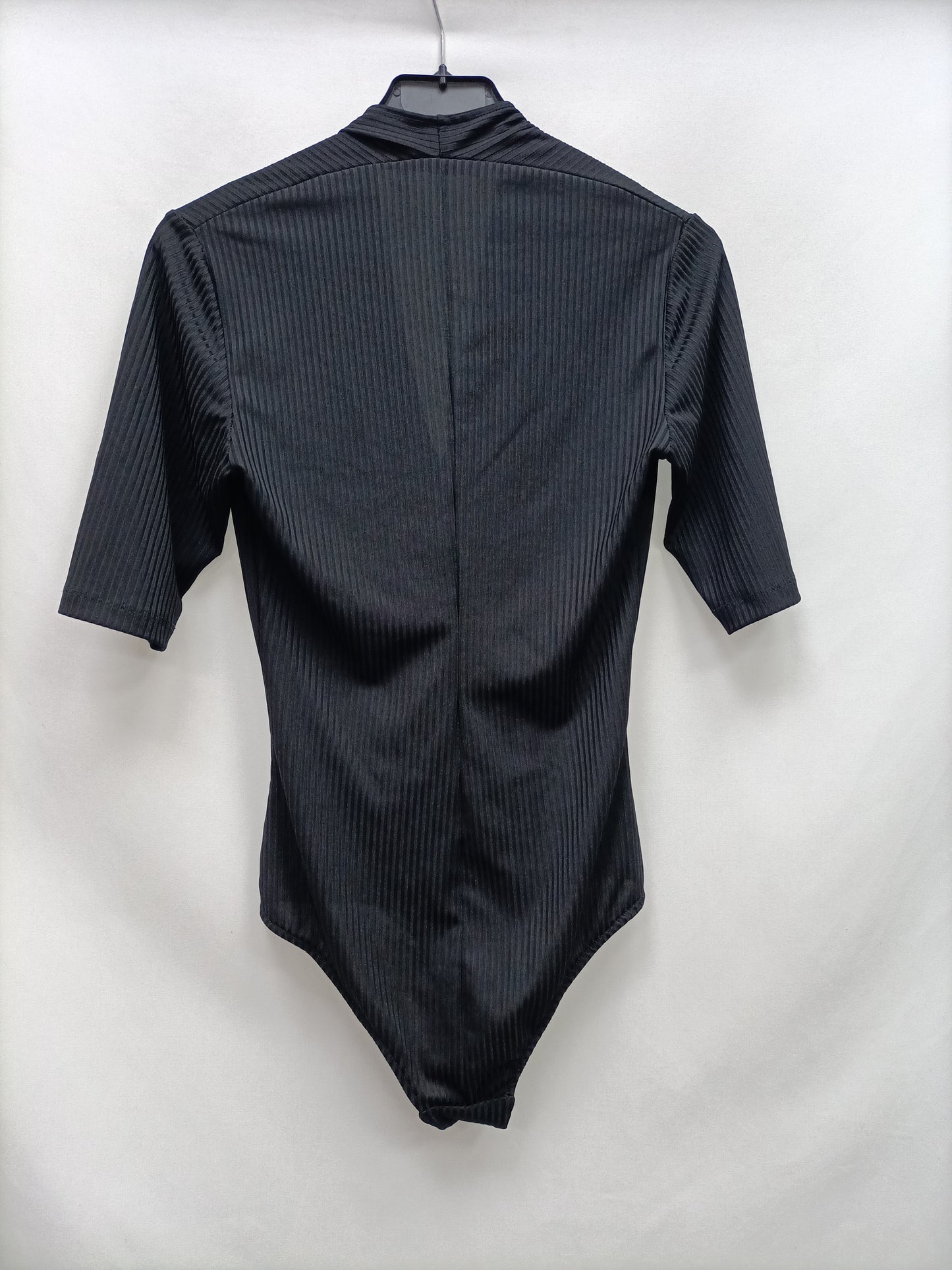 MANGO. Black ribbed Ts bodysuit