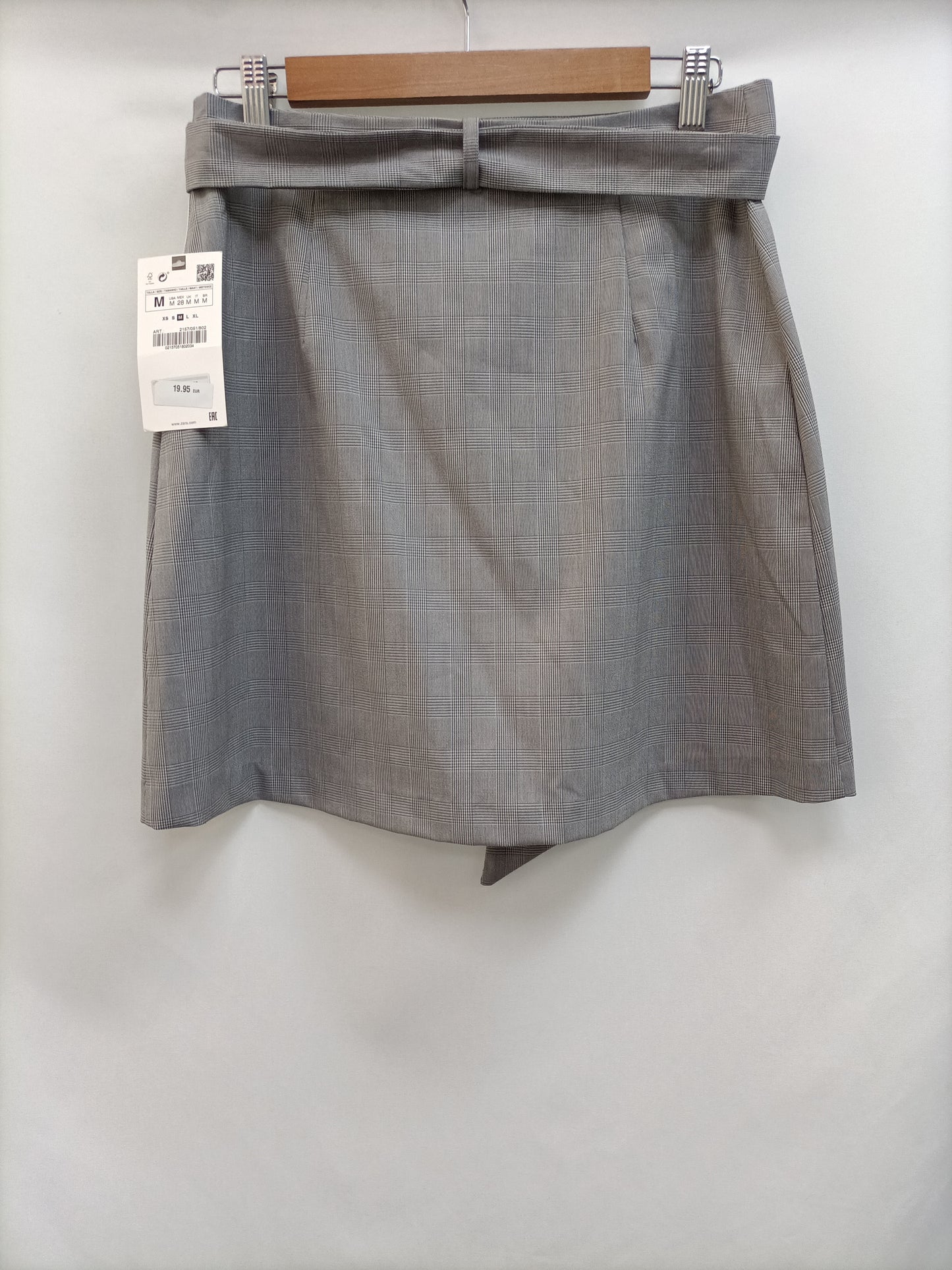 ZARA. Falda gris cuadros T.m