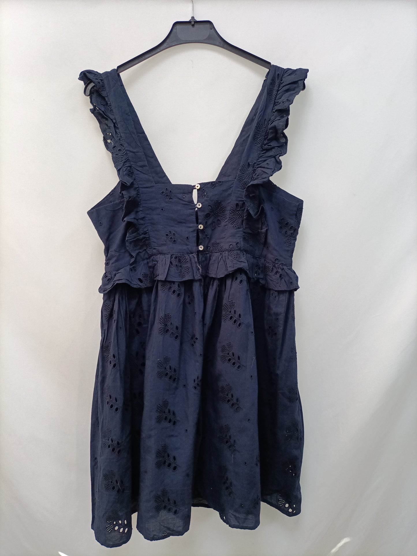 ZARA. Vestido azul troquelado T.m