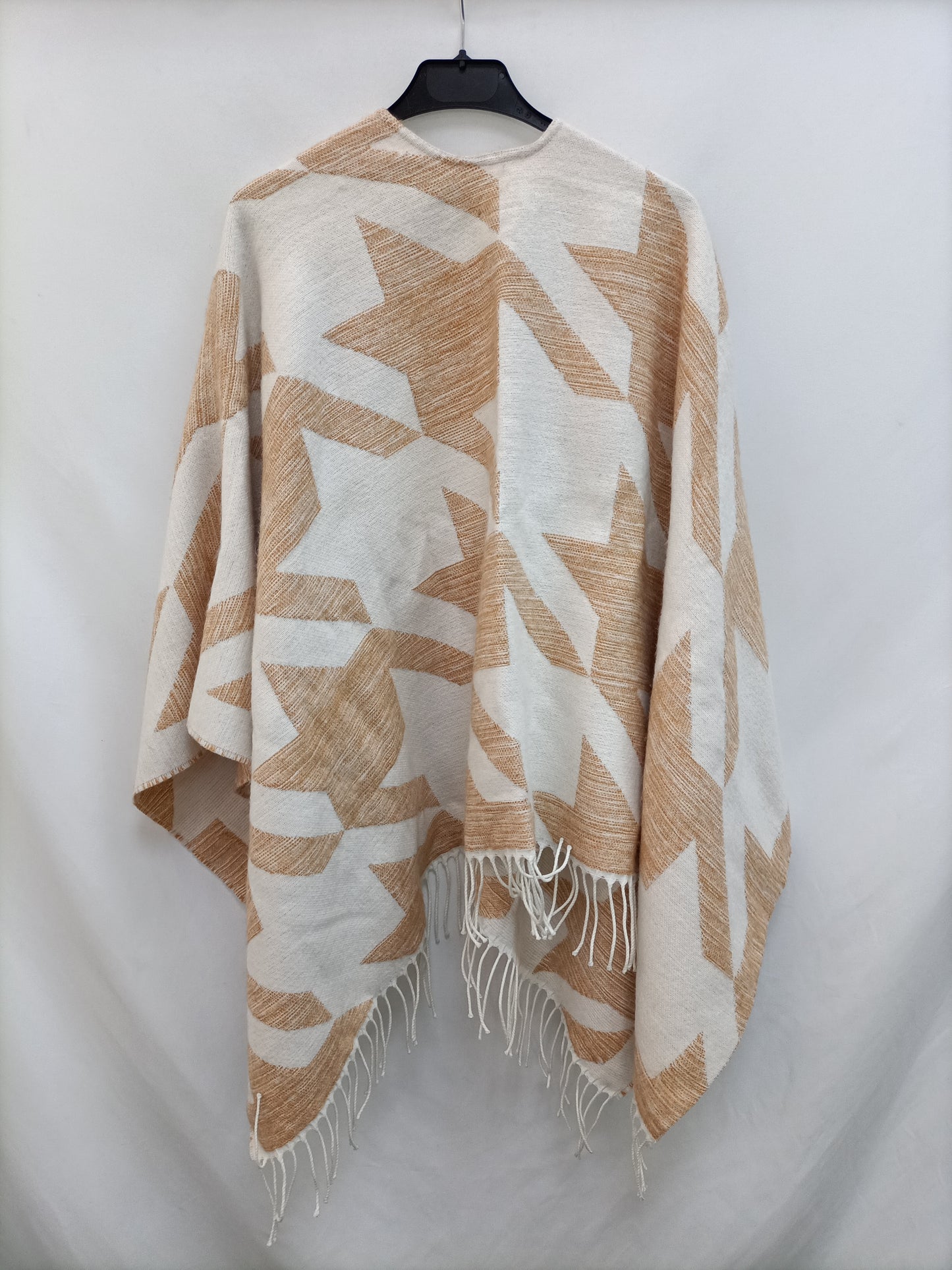 MAJE. Poncho étnico beige TU