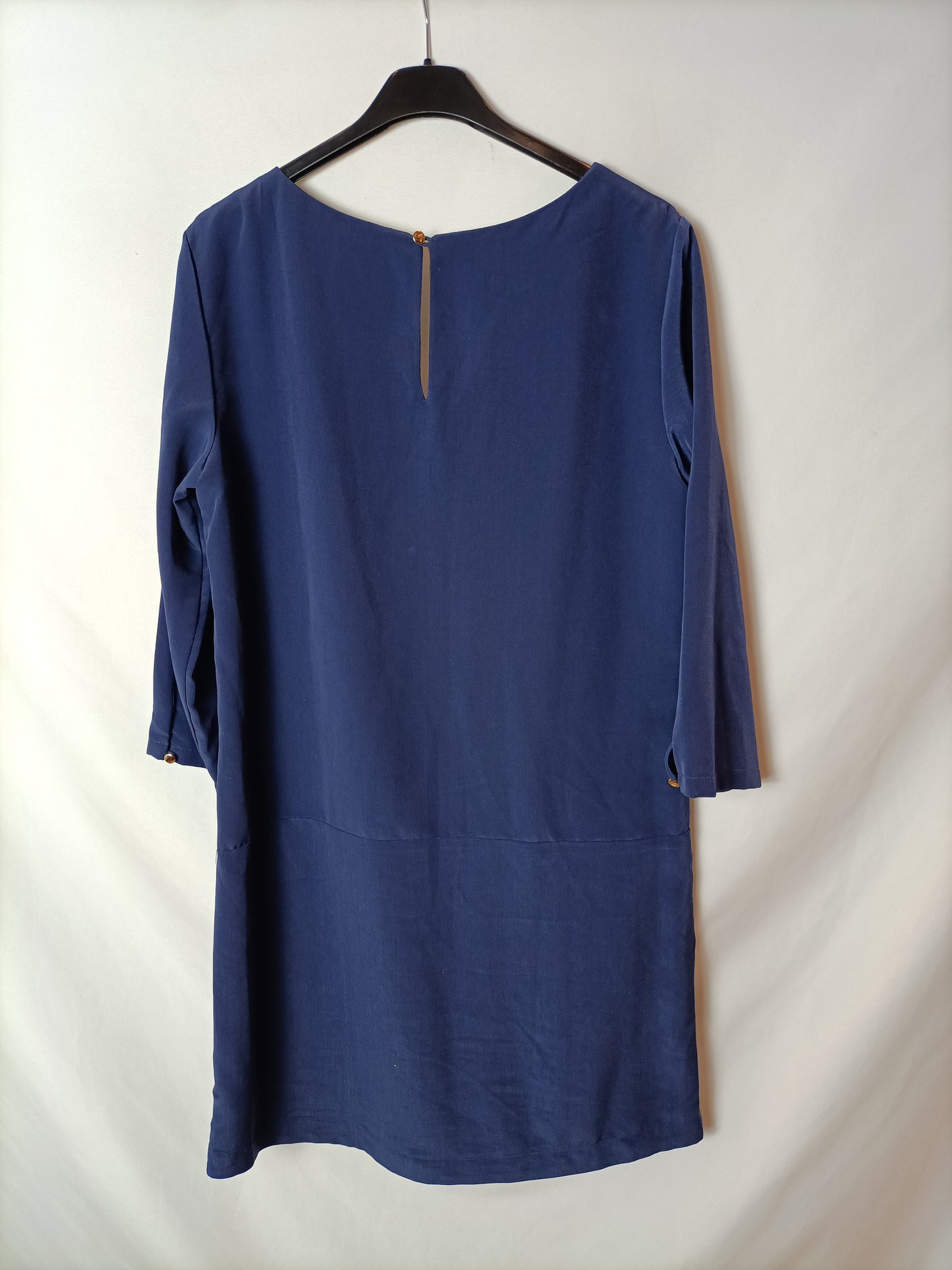 MANGO. Vestido azul recto T.m