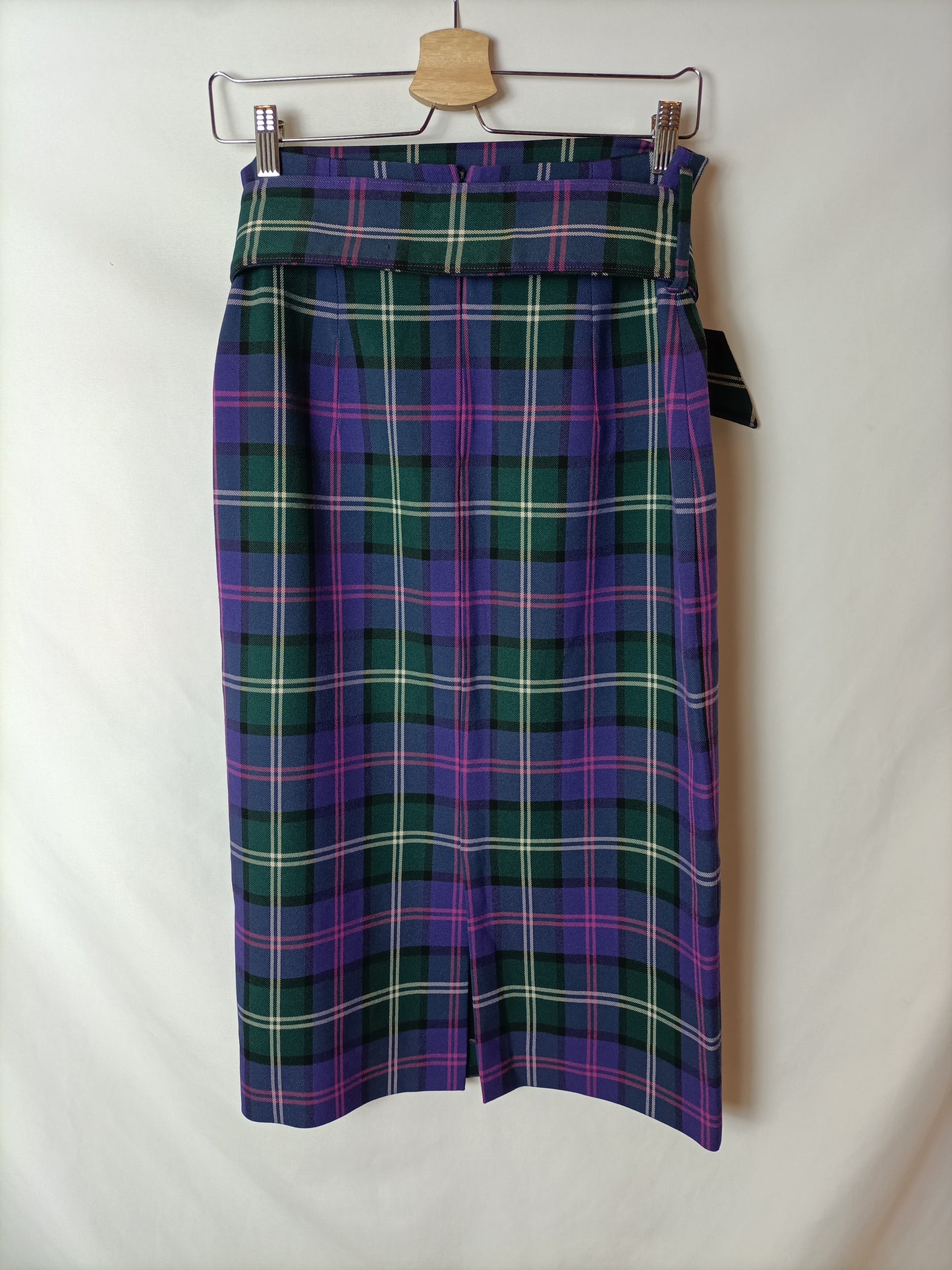 ZARA. Falda midi cuadros T.m