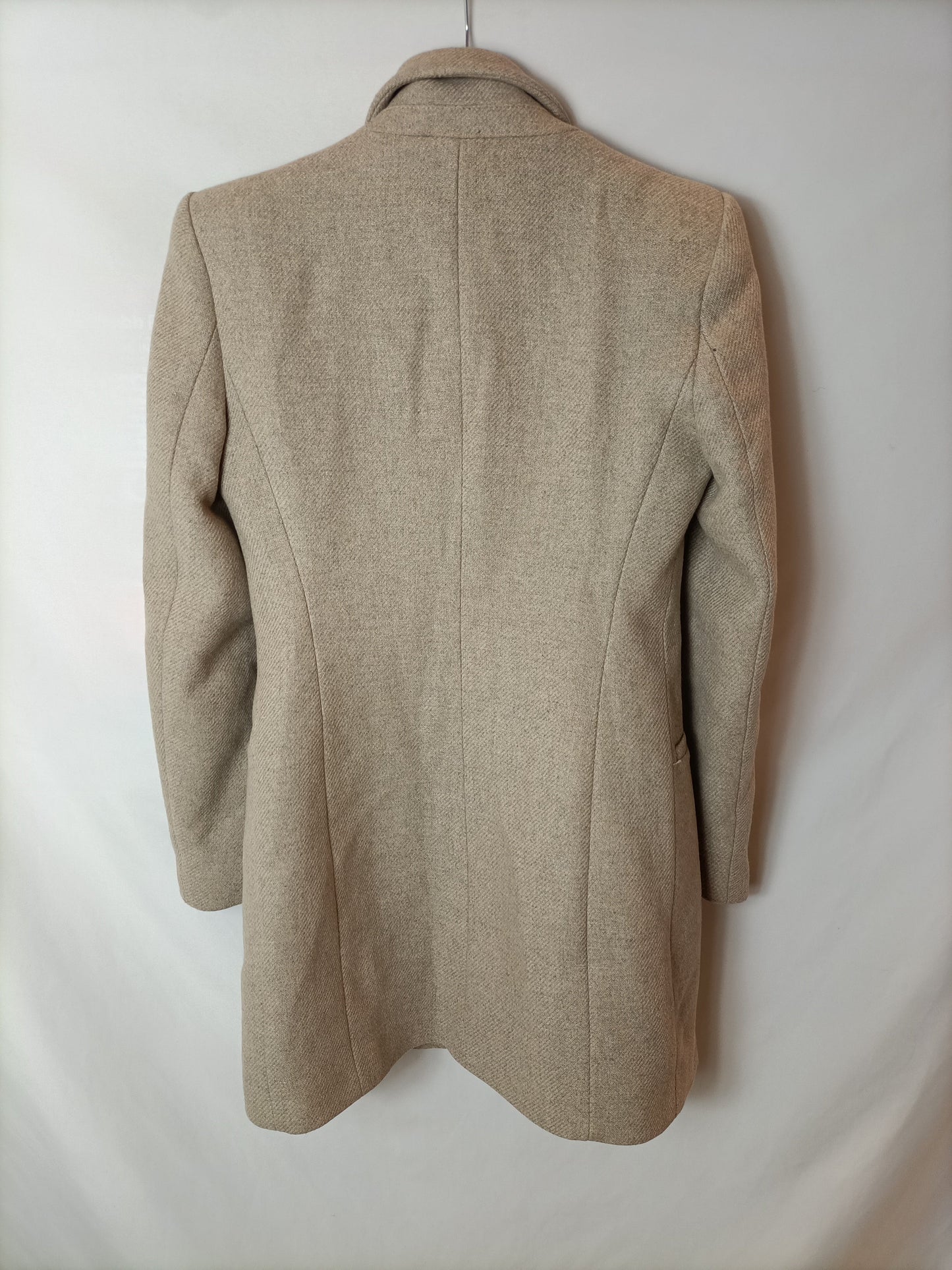 ZARA. Abrigo de paño beige T.s