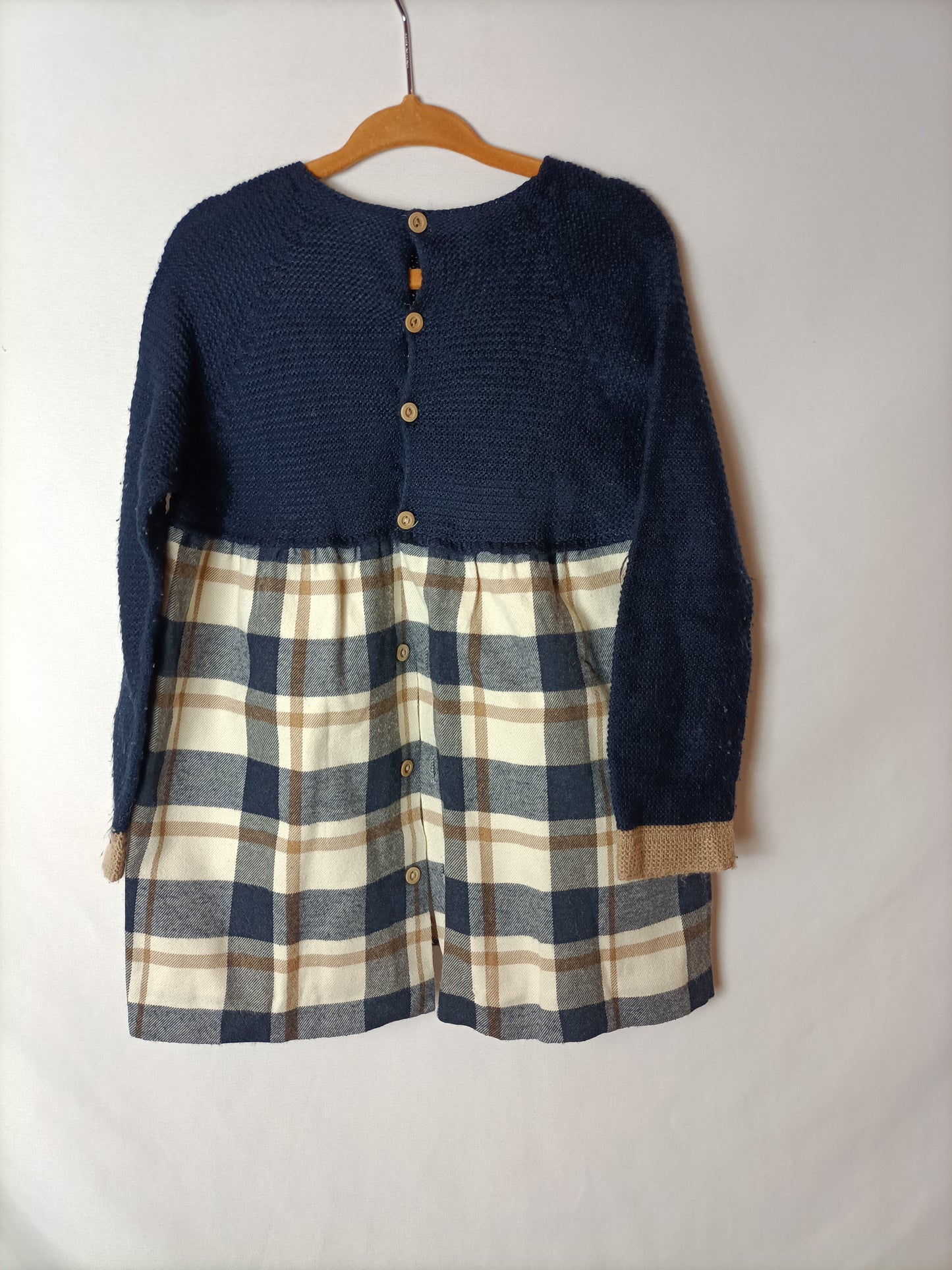 PALOMA DE LA O. Double textured checkered dress S. 2-3 years