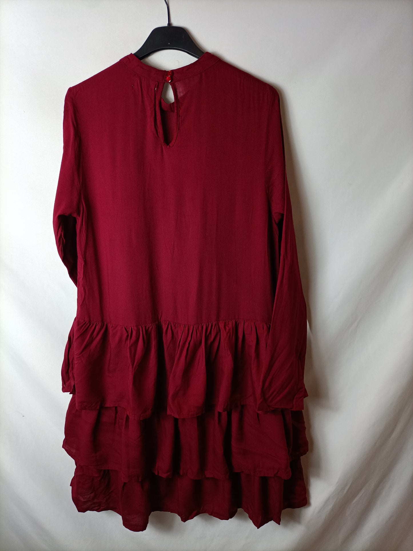 COMPAÑIA FANTASTICA. Vestido volantes burdeos. T S