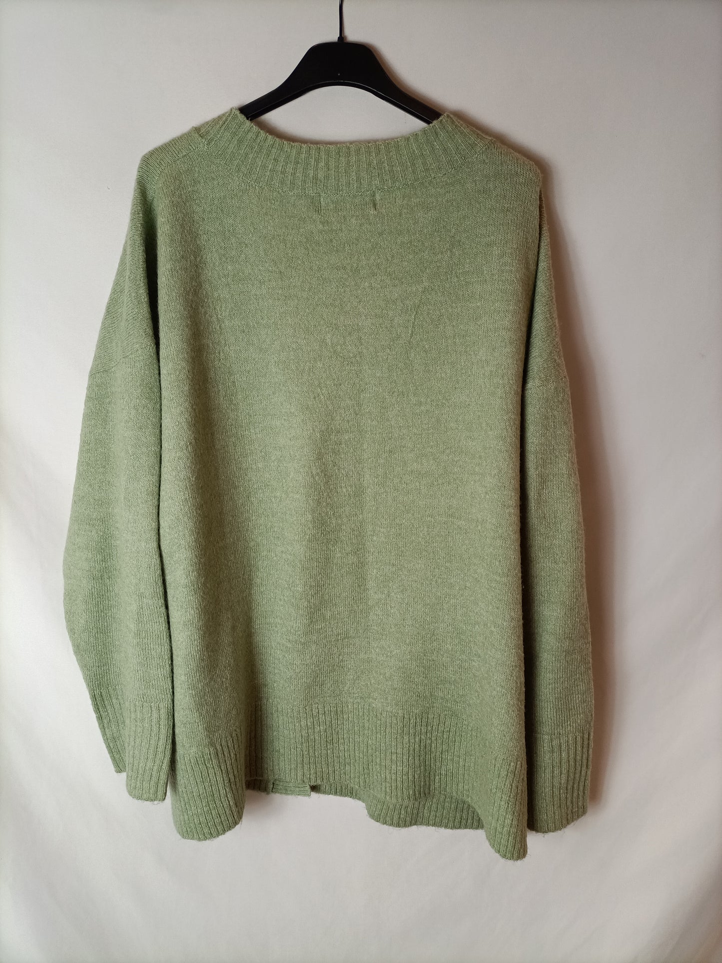 LEFTIES. Cardigan oversized verde claro. T L